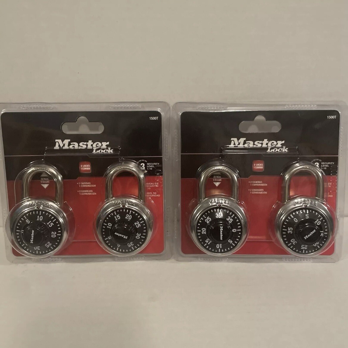 NEW Master Lock 2-Pack Combination Locks 1500T - 4 LOCKS TOTAL - SHIPS TODAY