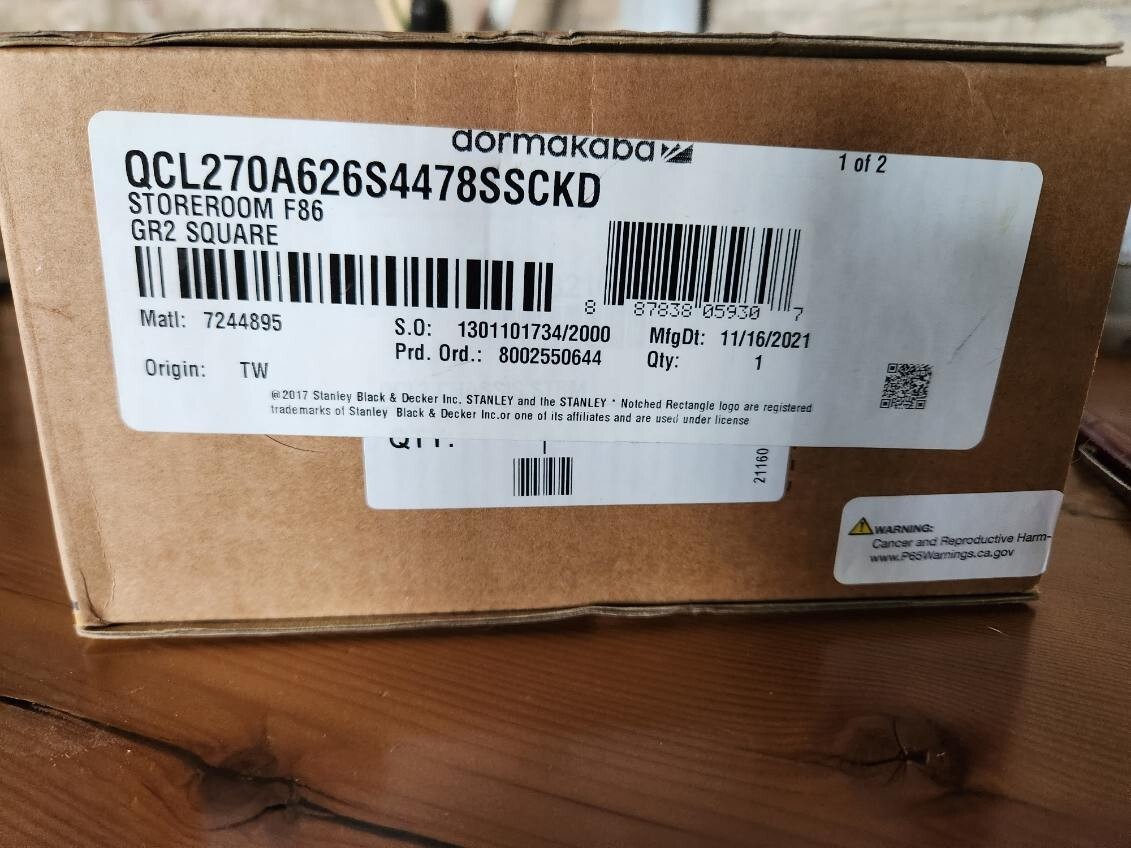 Stanley Commercial Door Hardware - Storeroom Function - F86 - GR2 Square