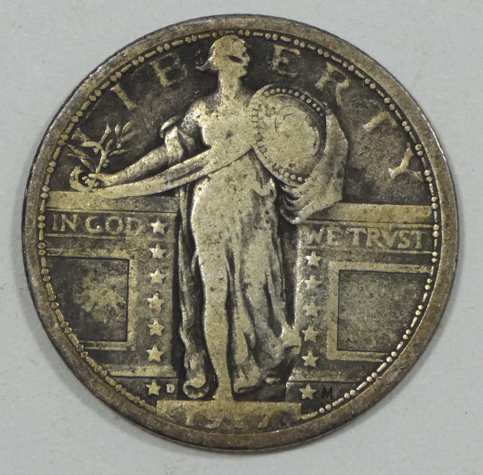 1917-D Ty-1 Standing Liberty Quarter VERY GOOD Silver 25c