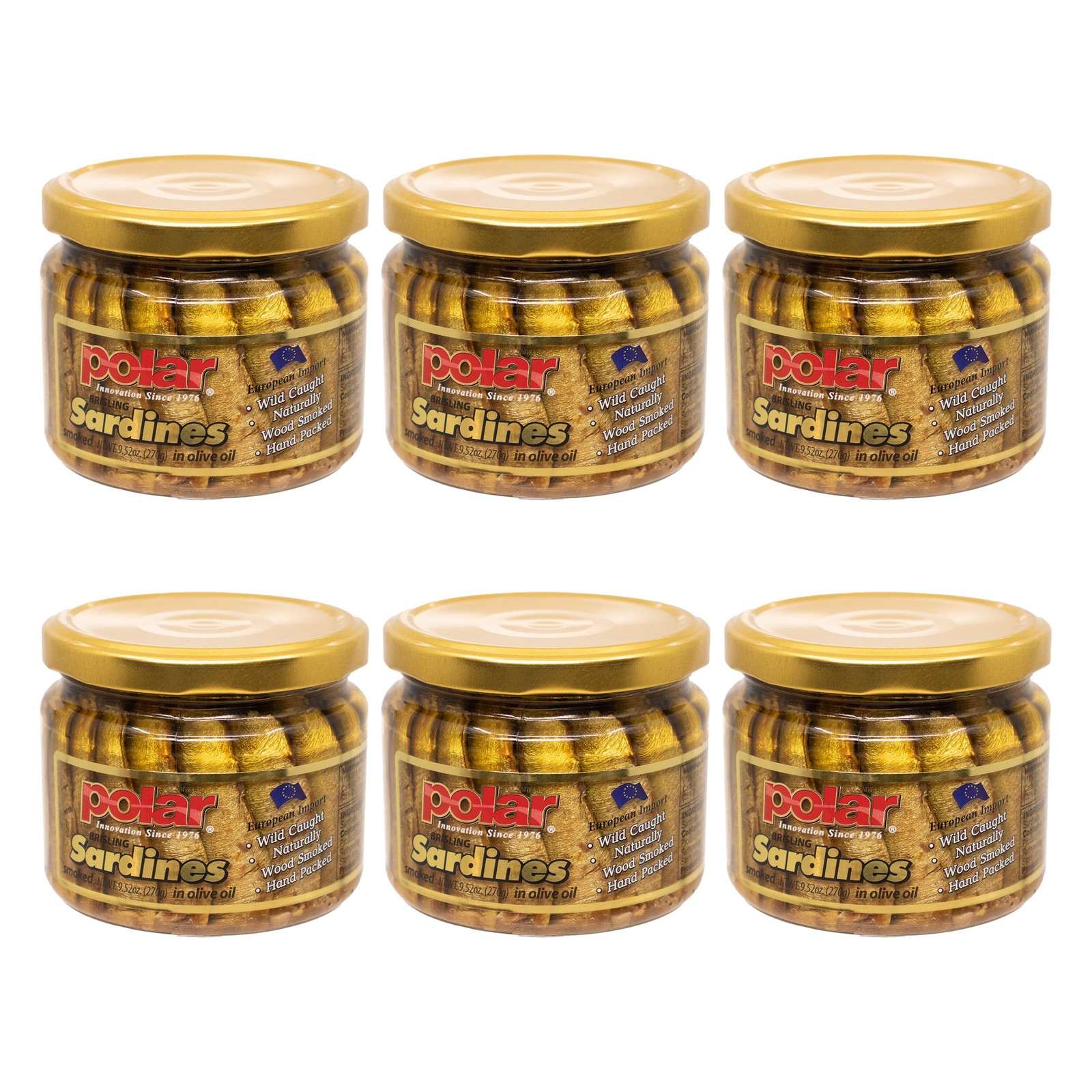 MW Polar Naturally Alder Wood Smoked Brisling Sardines in Olive Oil, 9.5oz Ja...