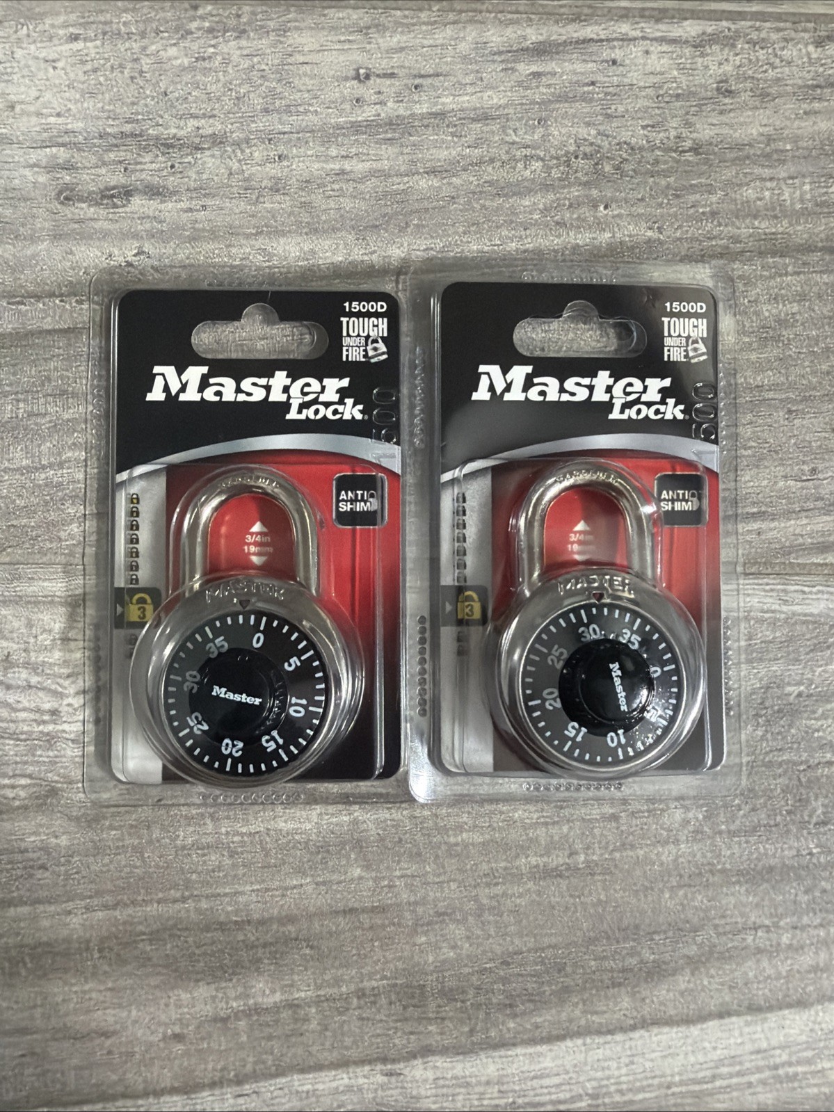 Master Lock Combination Padlocks 1500D Steel Not Resettable Set of 2