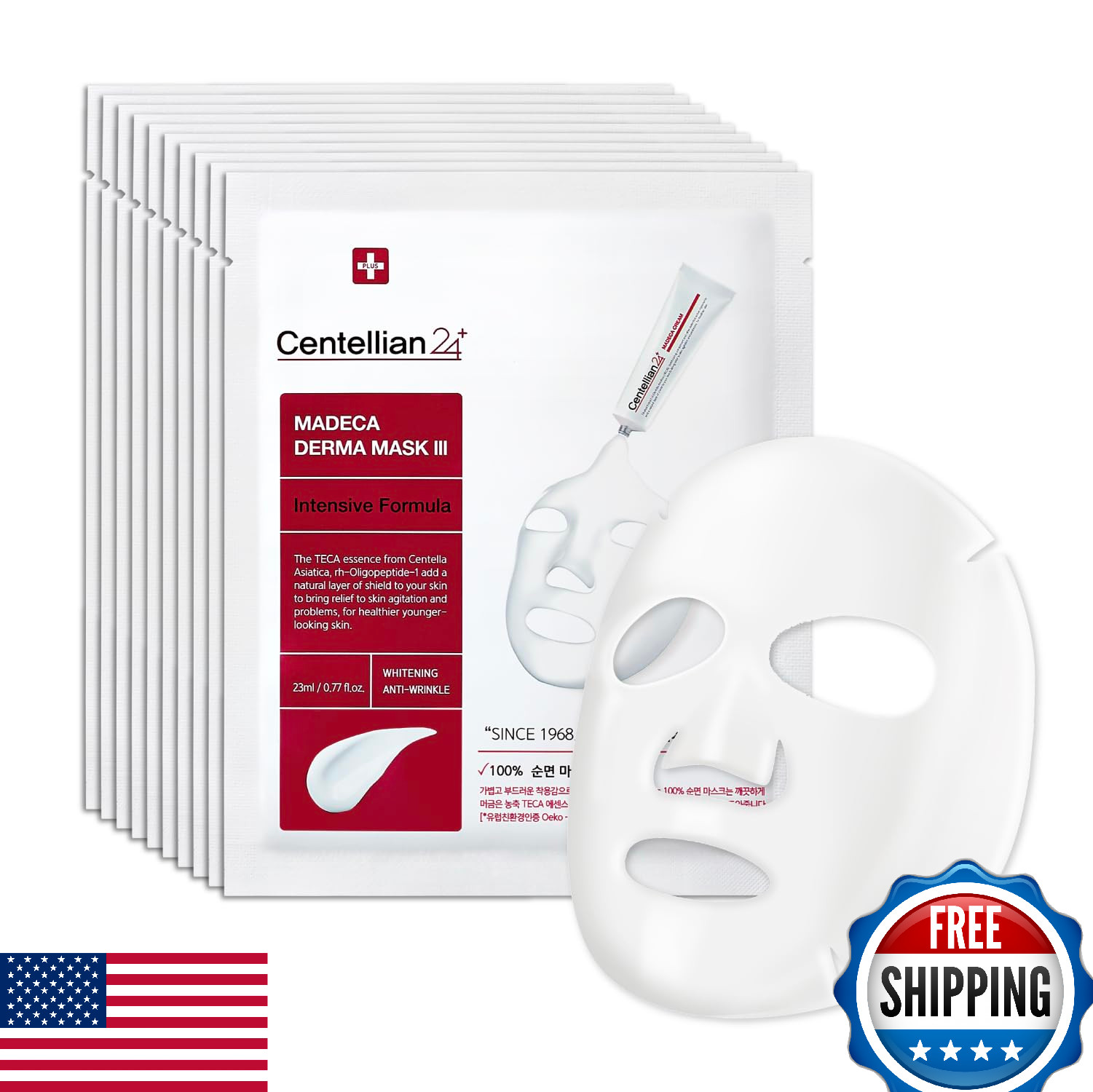 CENTELLIAN 24 Madeca Derma Face Mask Intensive 10pc Soothing Cotton Sheet