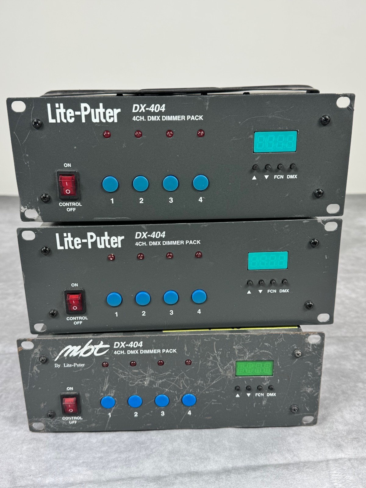 Lite Puter DX 404 4 Channel DMX Dimmer Pack Stage Lighting Lot Of 3
