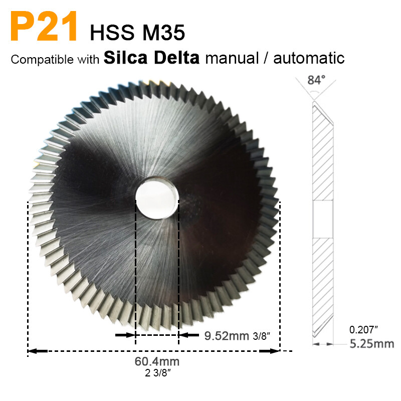 P21 HSS M35 Compatible with Silca Delta Key Machine Cutter Wheel D911868ZR Inch
