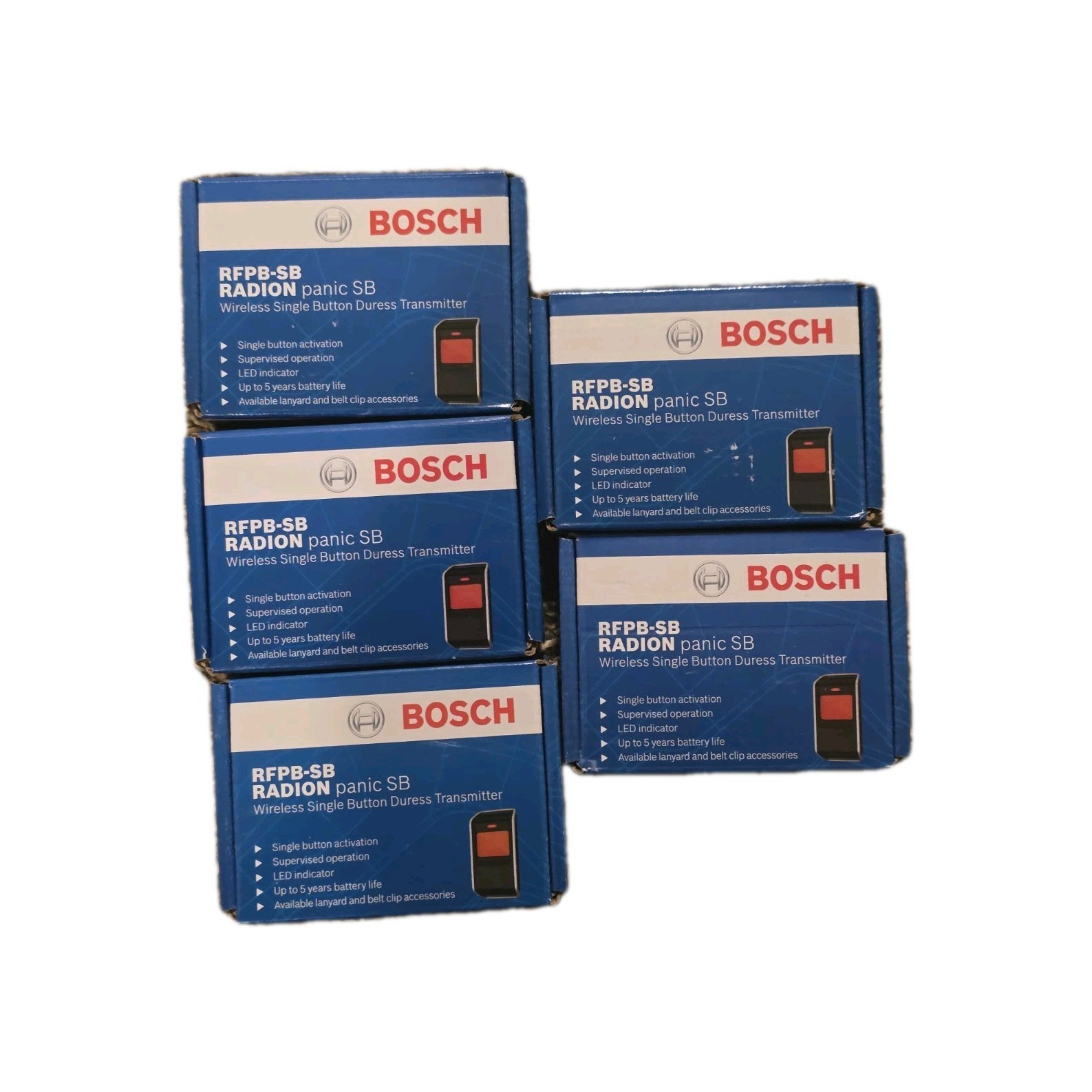 (5) Bosch RADION PANIC Wireless Panic Transmitter, 1-Button, RFPB-SB-A  Sealed