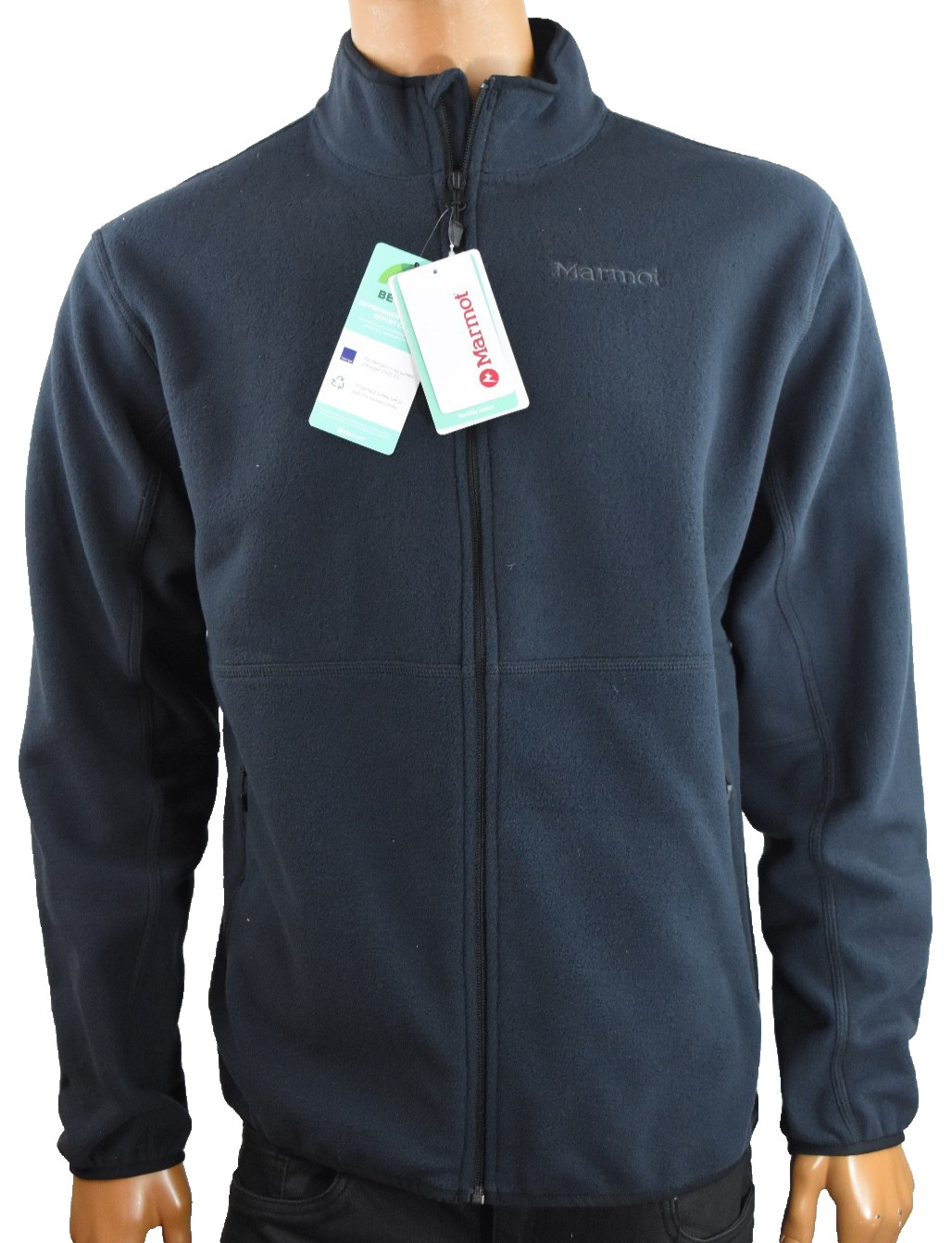 Marmot Men's Fleece Jacket New L Black Mock Neck Full Zip Pockets Rocklin
