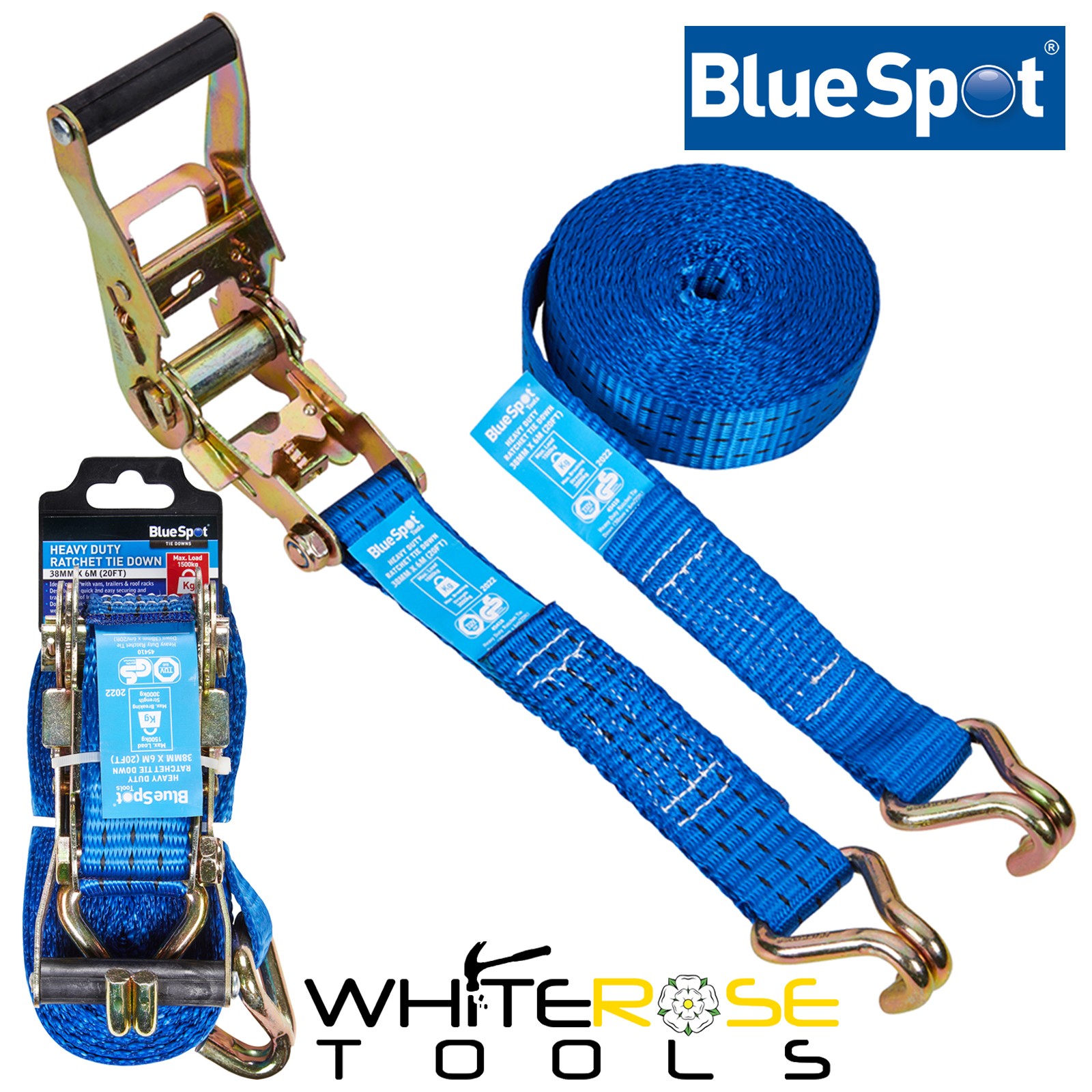 BlueSpot Ratchet Tie Down Heavy Duty 38mm x 6 m 20ft Transport