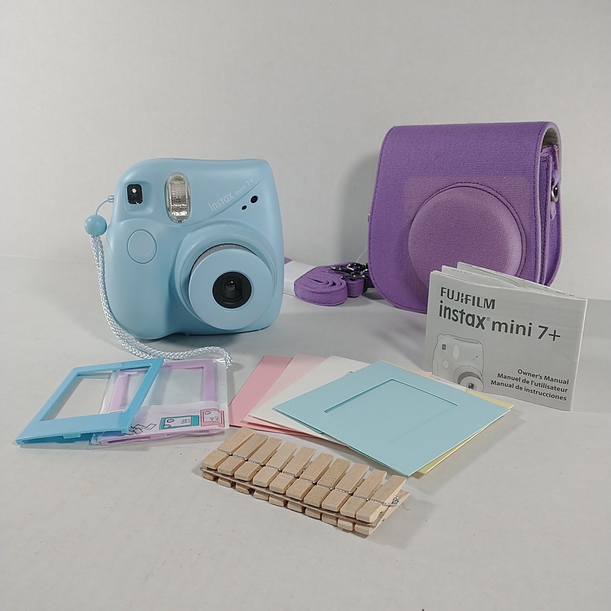 Fujifilm Instax Mini 7+ Instant Camera Blue With Case & Instructions Tested