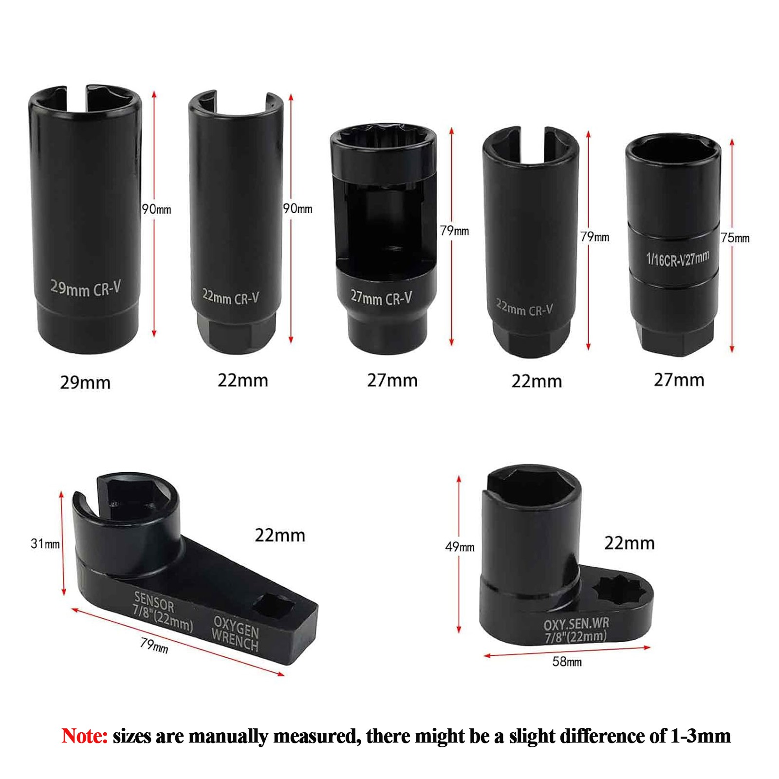 Oxygen Sensor & Oil Pressure Sending Unit Master Sensor Socket Tool Set 7Pcs