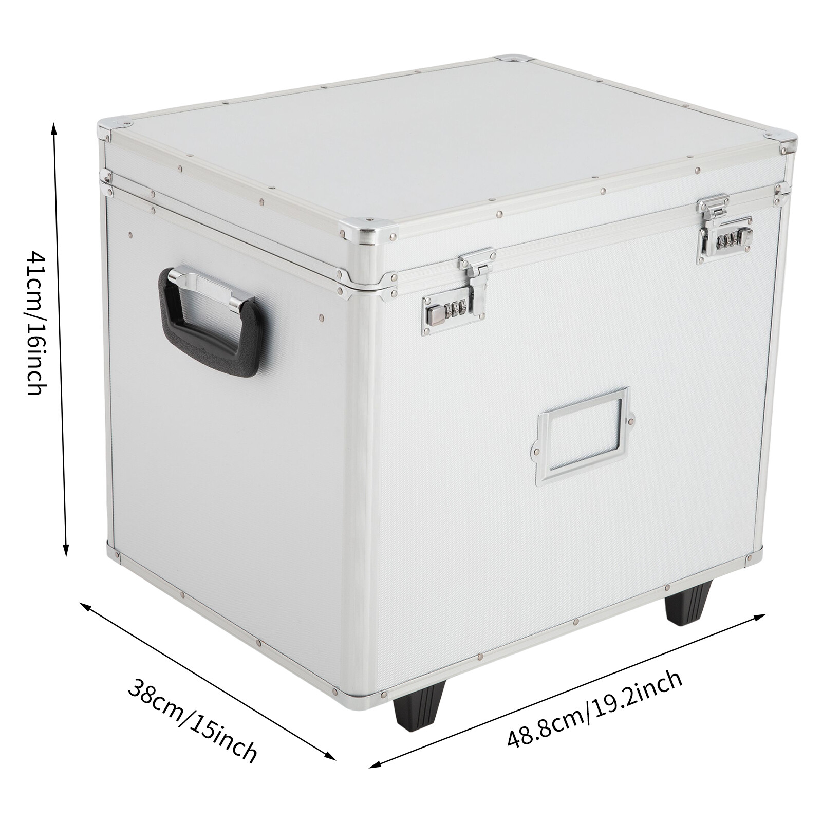 Freestanding File Organizer Box Rectangular Storage Box Silver 48.8*38*41cm