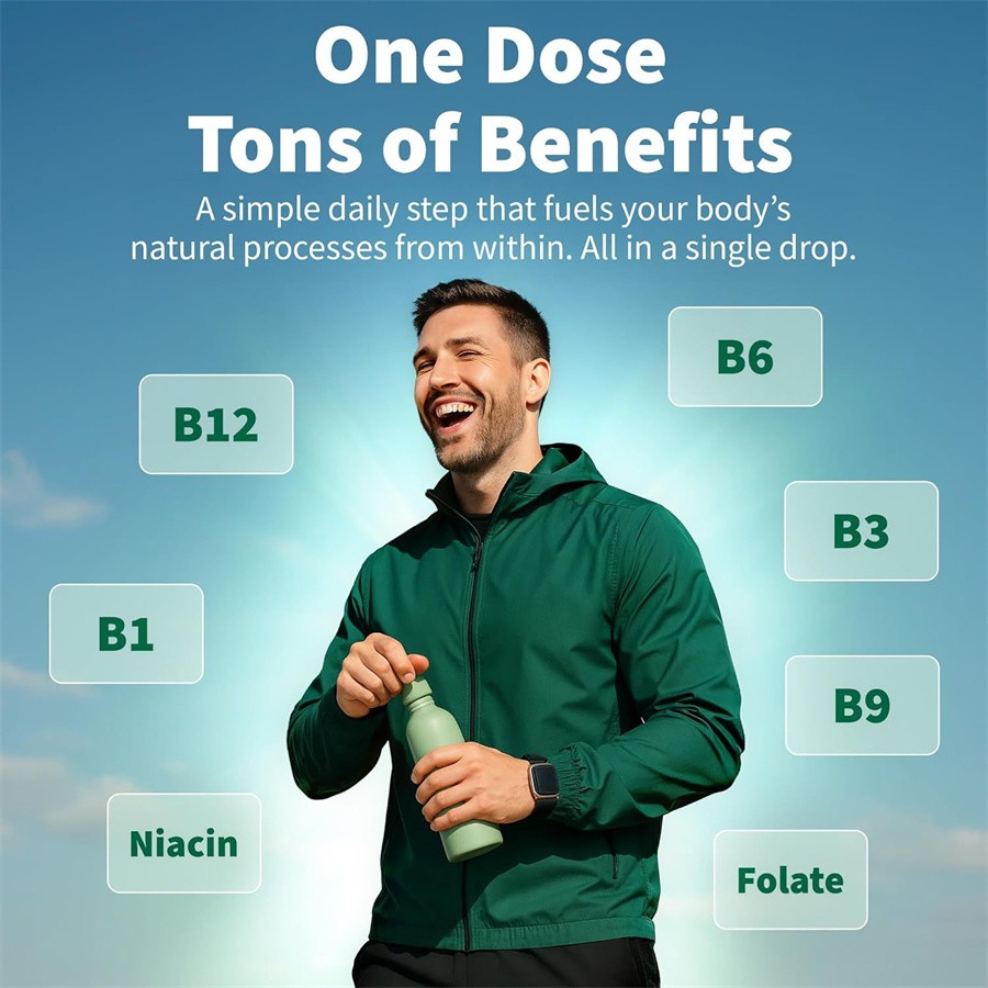 Vitamin B12 Liquid Supplement Dropswith B6, B1, Niacin & Folate -Edible Support