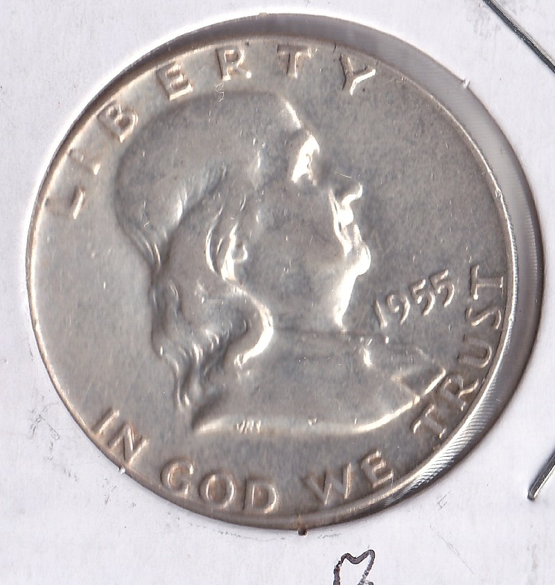 1955-P Franklin Half Dollar - 90% Silver - NO COMBINED SHIPPING