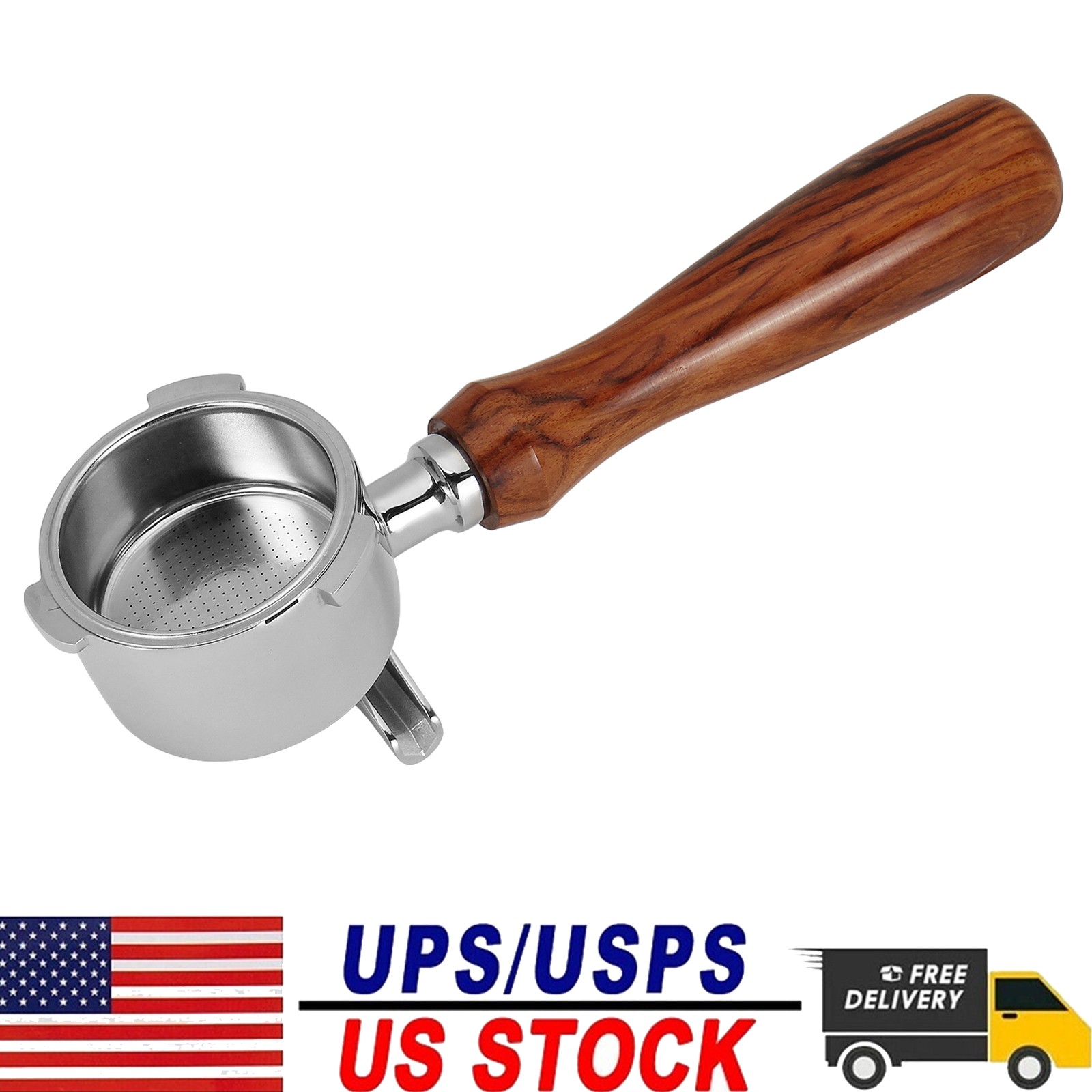 51mm Coffee Portafilter For Delonghi Dedica EC680 EC685 SMEG ECF01 Wooden Handle