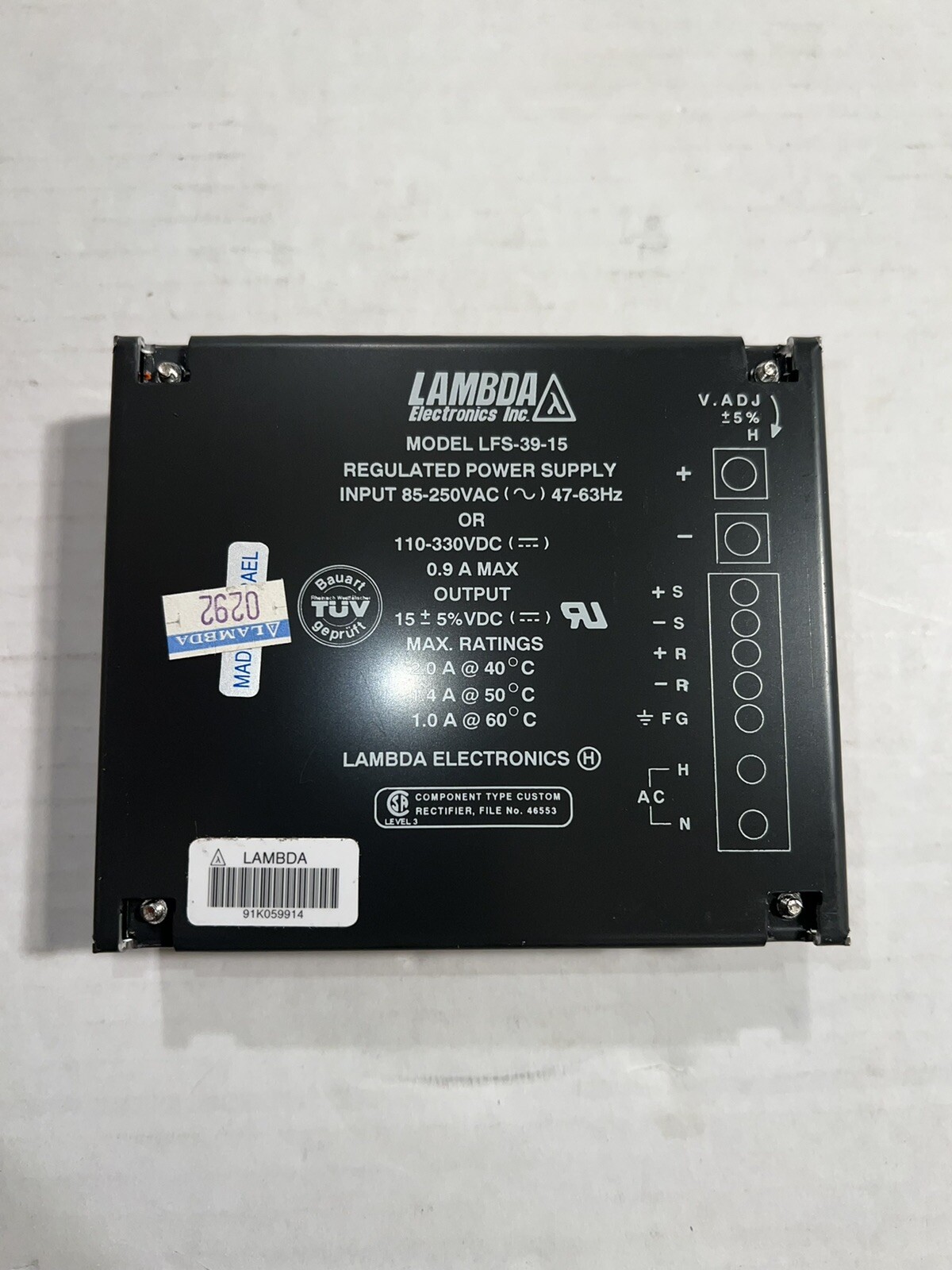 LAMBDA MODEL LFS-39-15 REGULATED POWER SUPPLY *NEW IN BOX*
