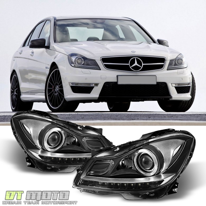 European 2012-2014 Mercedes Benz W204 C250 C300 C350 Halogen LED DRL Headlights