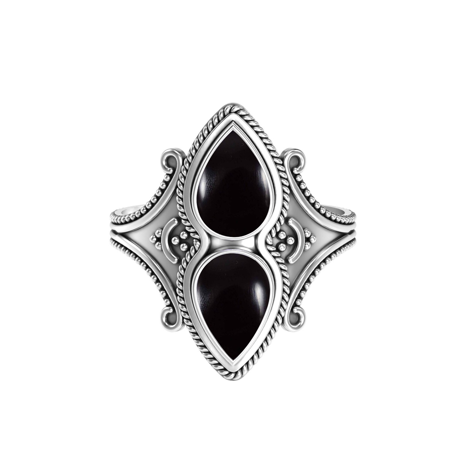 925 Sterling Silver Handmade Women Ring Black Onyx Gemstone Jewelry
