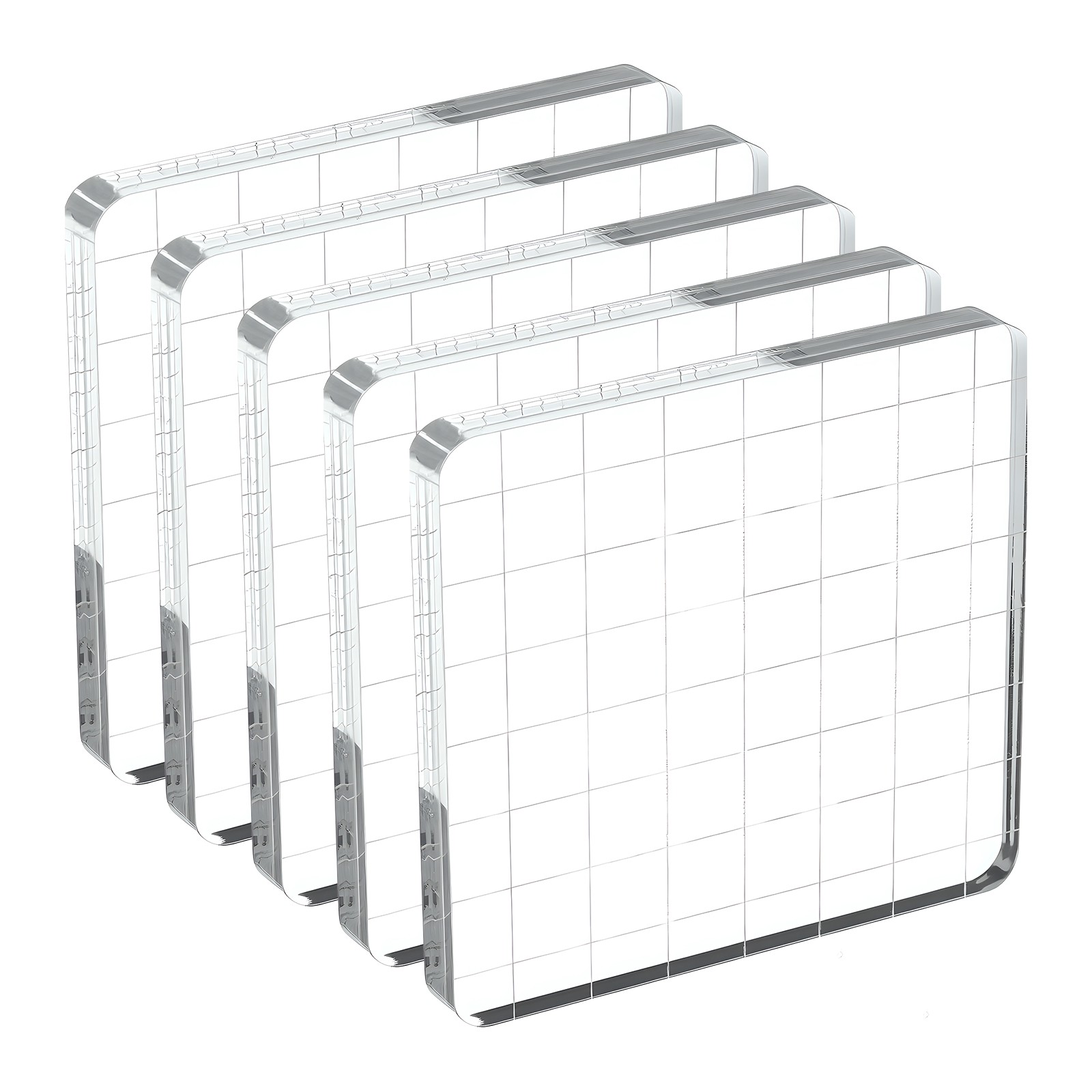 Acrylic Stamp Block, 5 Pack Square Shape with Grid Lines, 3" x 3"