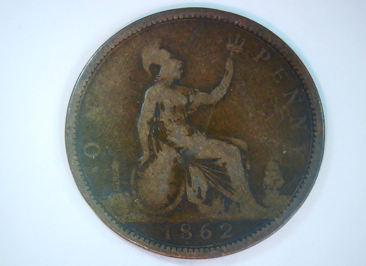 United Kingdom 1862 1 Penny Victoria 'Bun Head' Penny Coin