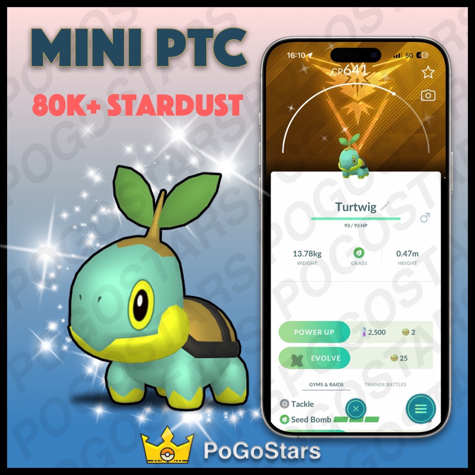 Pokémon PTC Go - Shiny Turtwig - Team Instinct✨Special Background✨