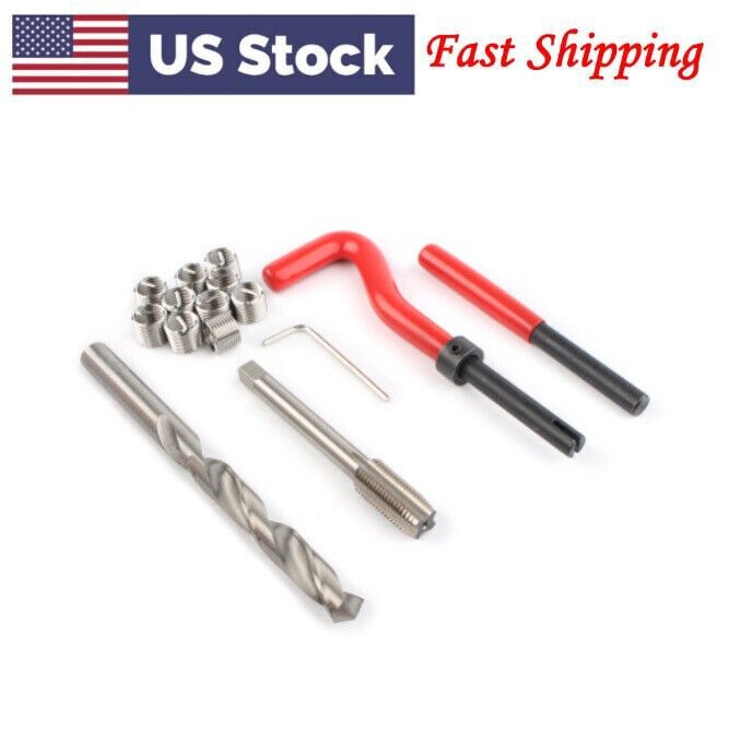 15PCS M10 x 1.25 Metric Thread Repair Install Tool Insert Kit M10 Helicoil Coil