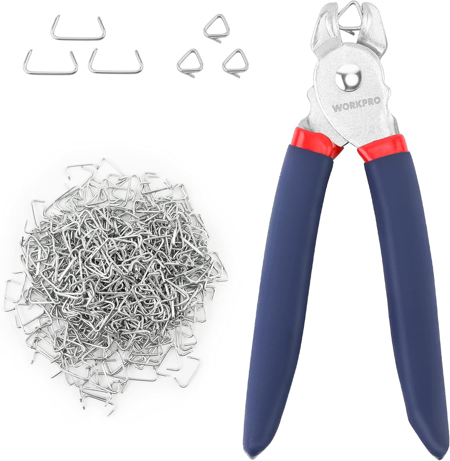 Hog Ring Pliers Kit with 500pcs 3/4" Galvanized Hog Rings for Upholstery