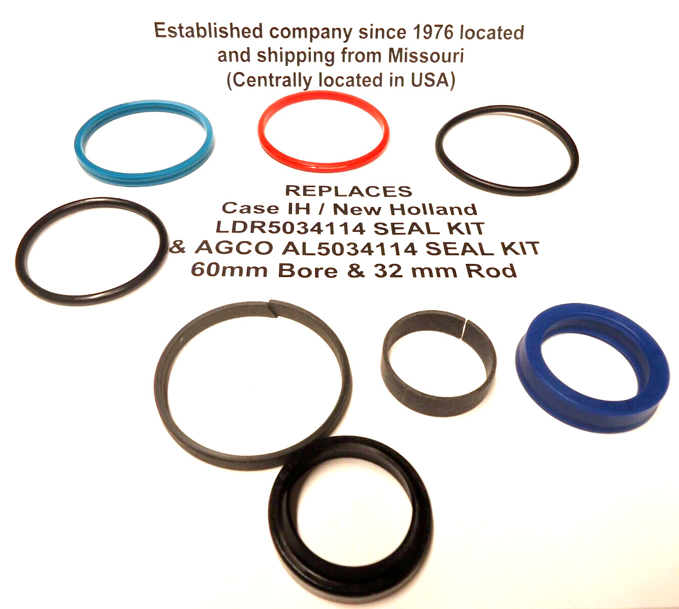 LDR5034114 Case IH, N.H, AGCO AL5034114 seal kit - 60mm bore 32mm Rod (Not OEM)