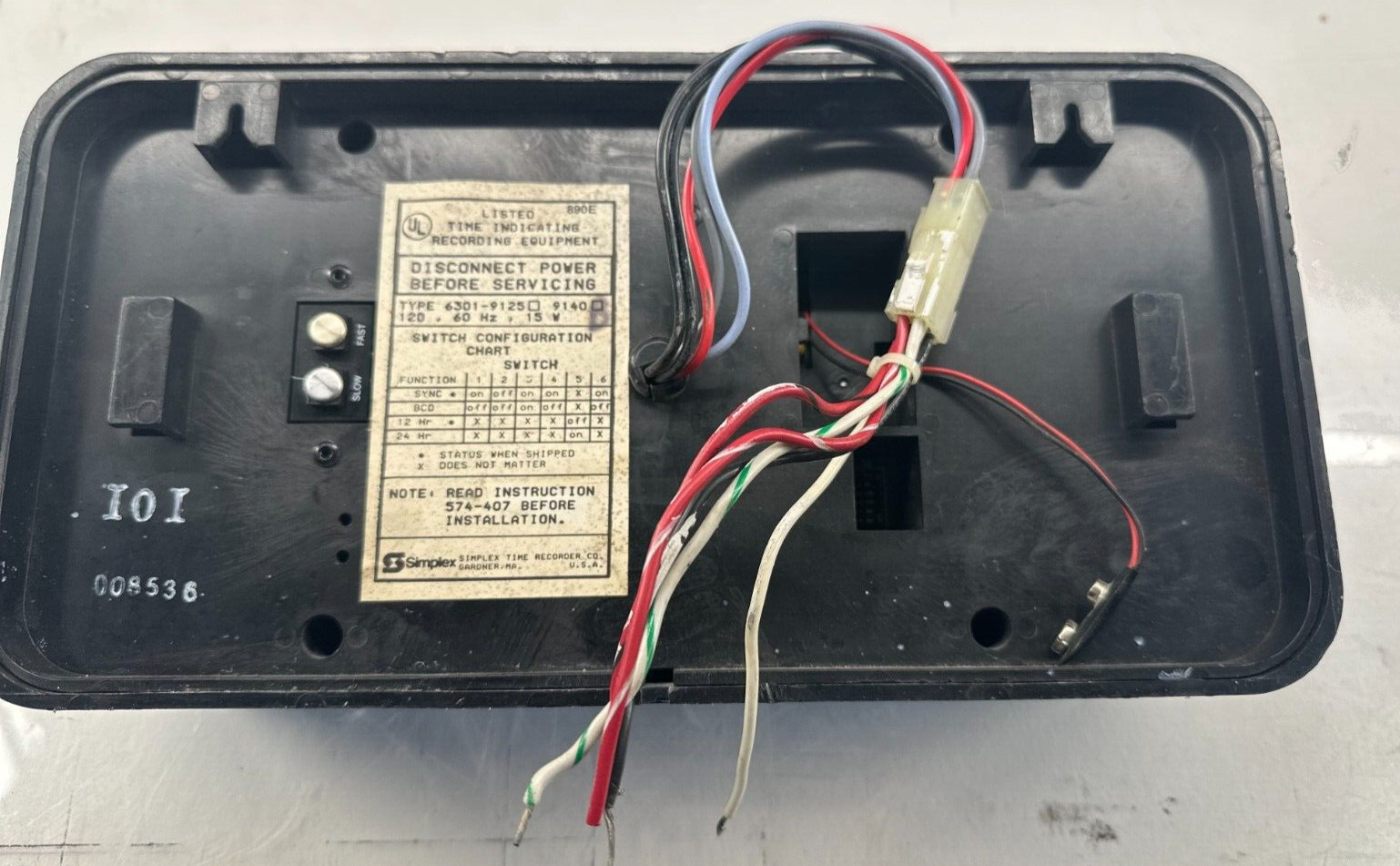 SIMPLEX TIME INDICATING RECORDING EQUIPMENT TYPE 6301-9125