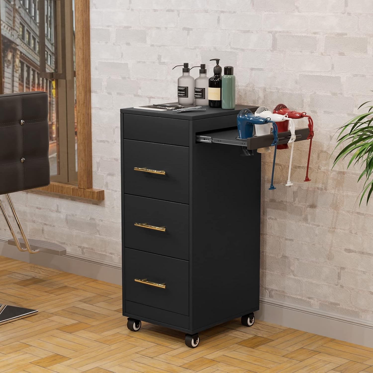 Hair Salon Storage Tool Cart Space Saving Salon Station Trolley Cart for Barber
