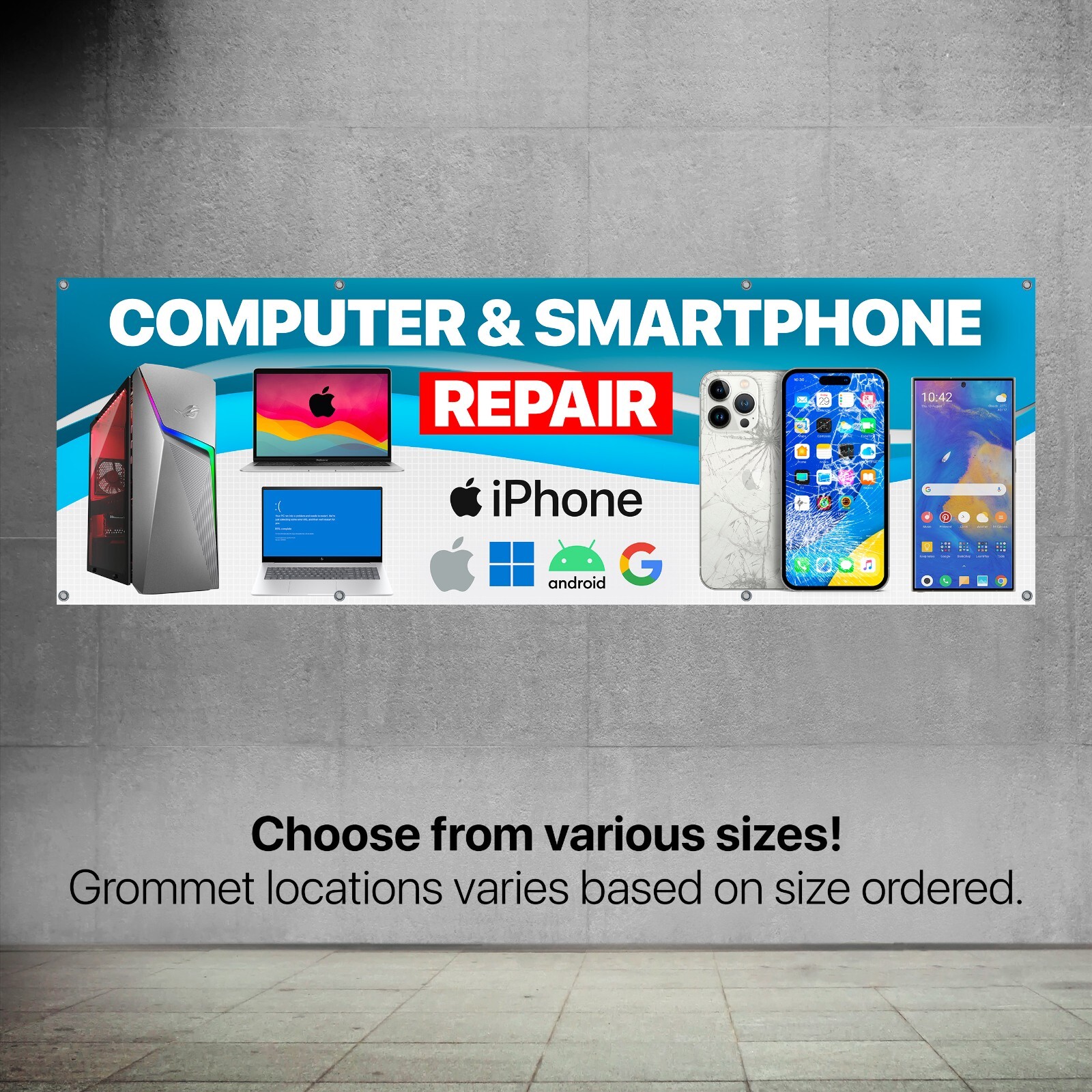 Computer Smartphone Tablet Laptop OUTDOOR BUILDING BANNER Apple Windows Android