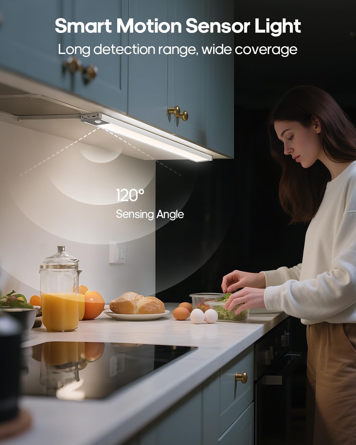17.5Inch Under Cabinet Lighting, 4500mAh Rechargeable Battery Motion Sensor