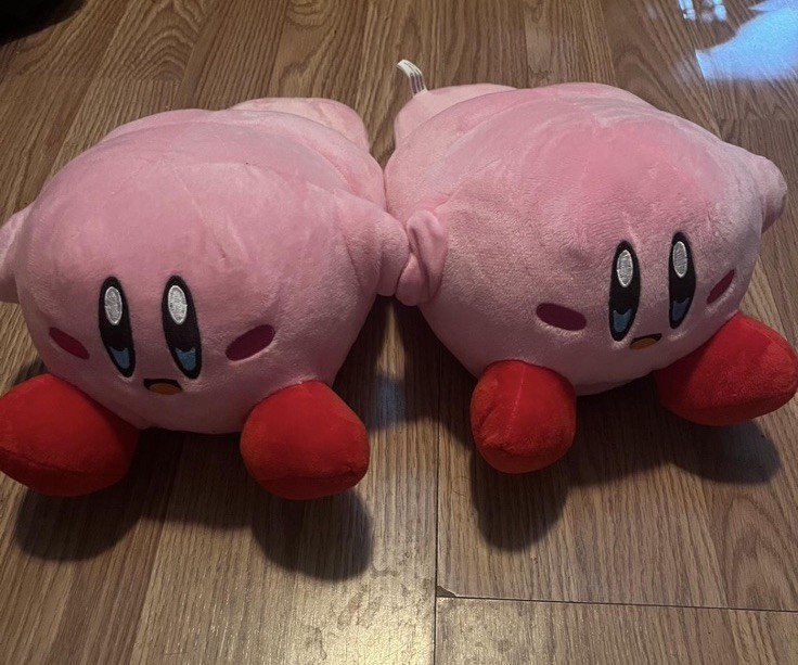 Kirby Character Plush Non-Slip Clog Slippers Pink Red Men's Winter Cartoon