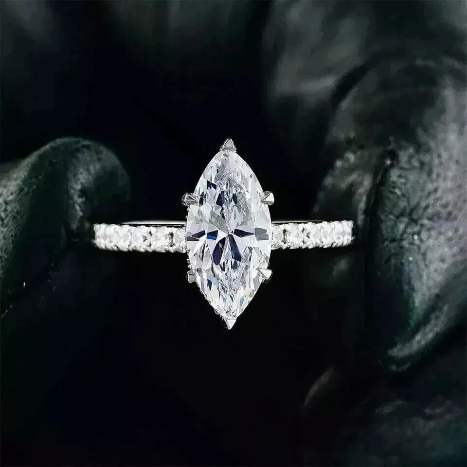 Marquise Cut 3.10 Ct Moissanite Prong Setting Wedding Engagement Ring