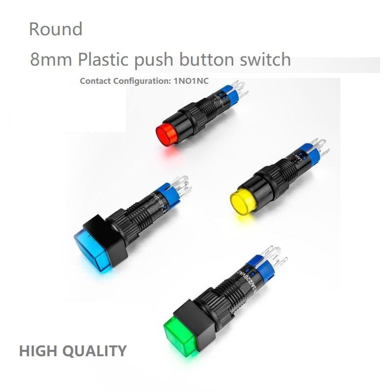 8mm SPDT Illuminated ON/OFF Round Plastic Push Button Switch (LAS4Y-11Z)