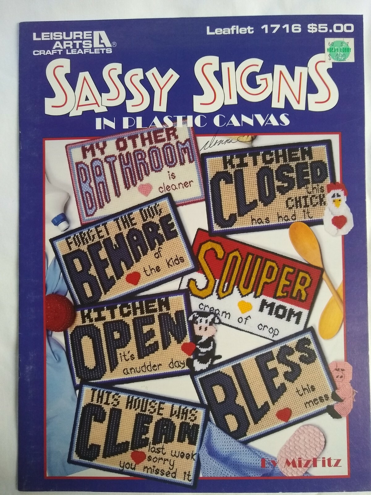 Leisure Arts | 1716 | Plastic Canvas | Sassy Signs in Plastic Canvas | Leaflet