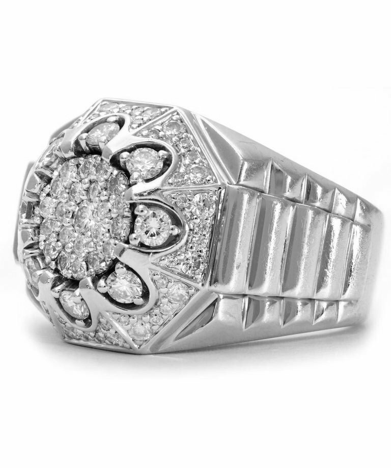 Real 925 Solid Sterling Silver With 2.25 Carat Cubic Zirconia Men's Cluster Ring