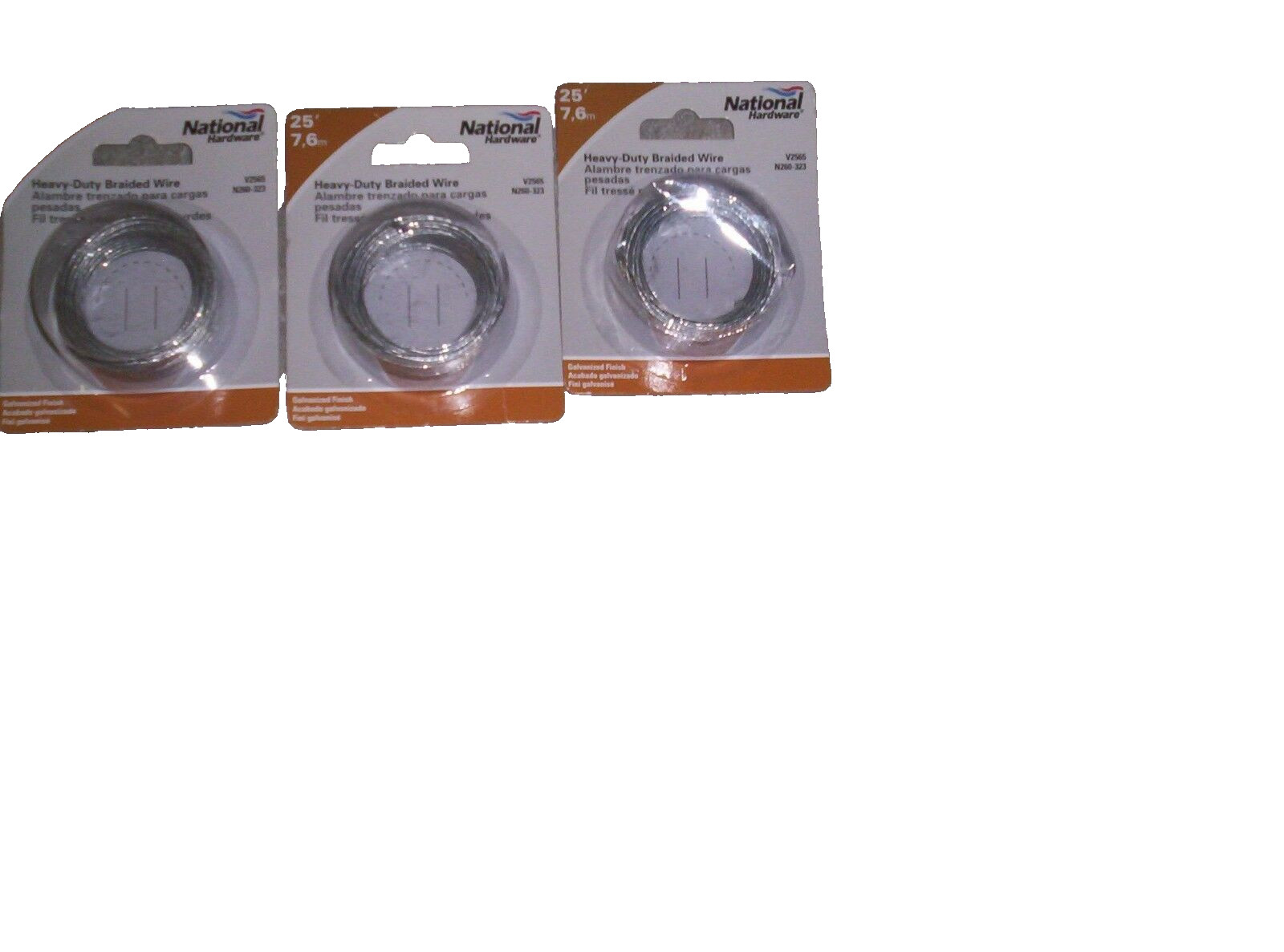Heavy Duty Braided Wire National Hardware N260-323 V 2565 25 Feet 3 packs New