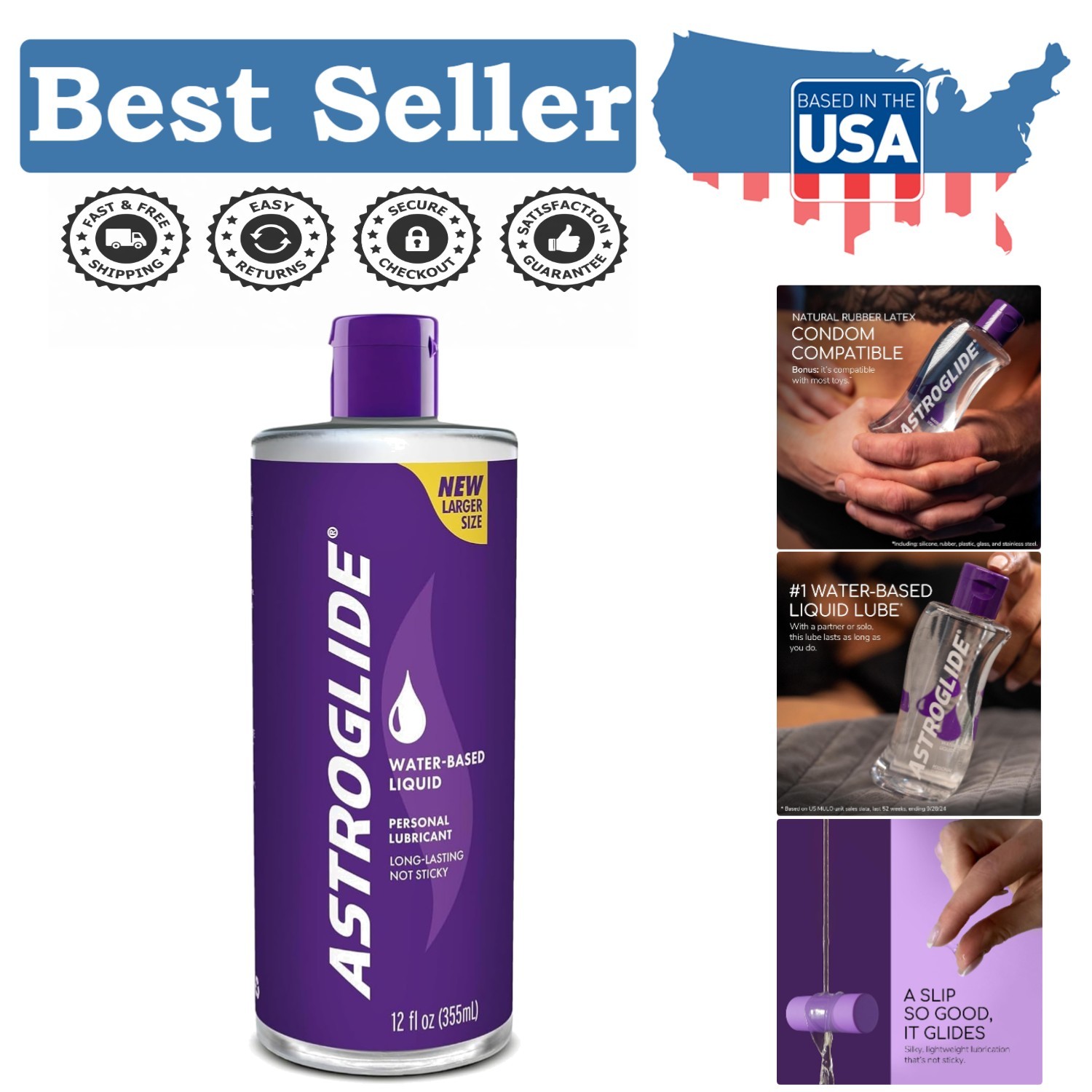Astroglide Water Based Lube (12 Fl Oz), Liquid Personal Lubricant, Long-Lasting