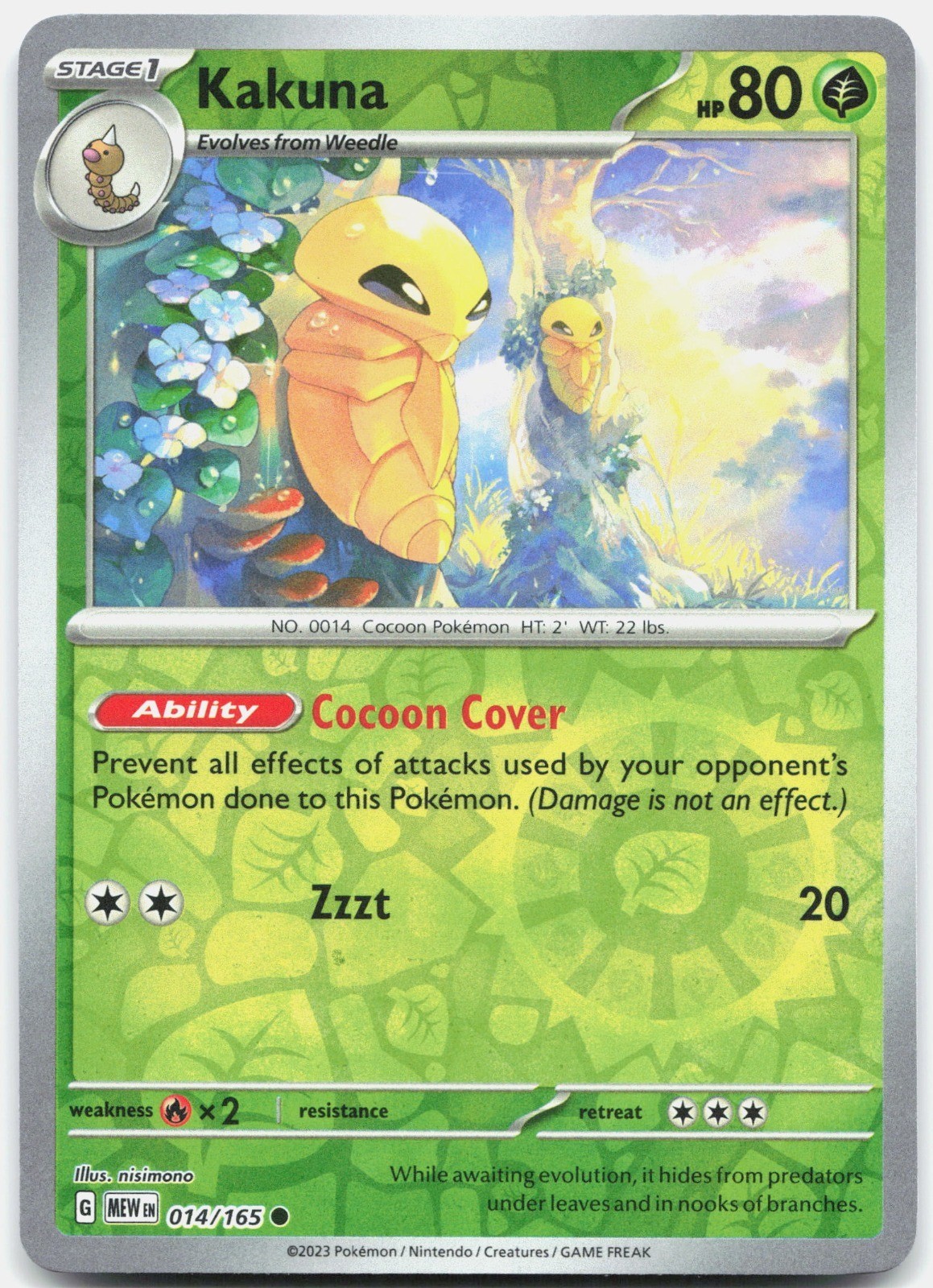 Kakuna 014/165 Reverse Holo Common SV: Scarlet & Violet 151 NM