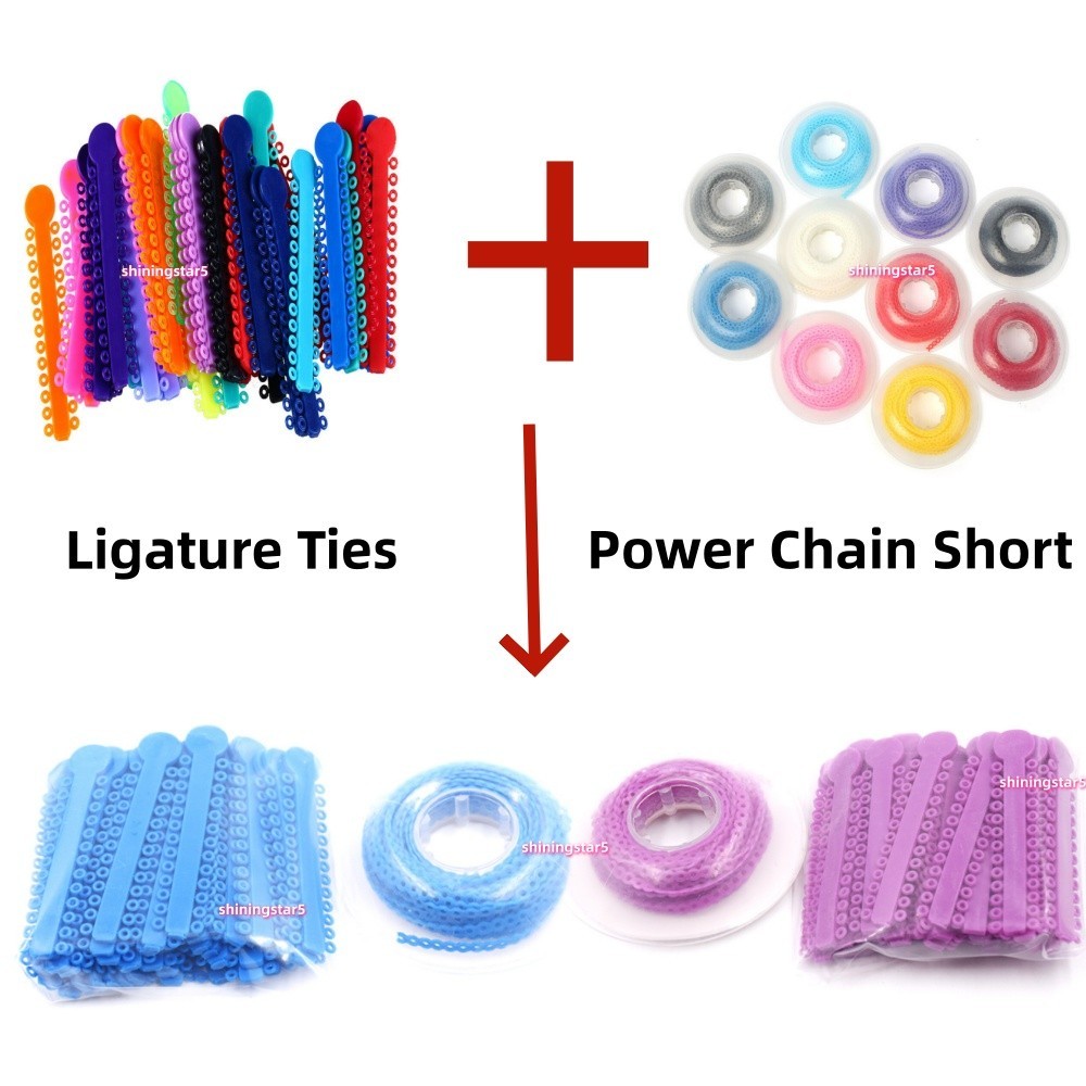 44 Colors Dental Orthodontic Elastic Braces Ligature Ties+Power Chain Short