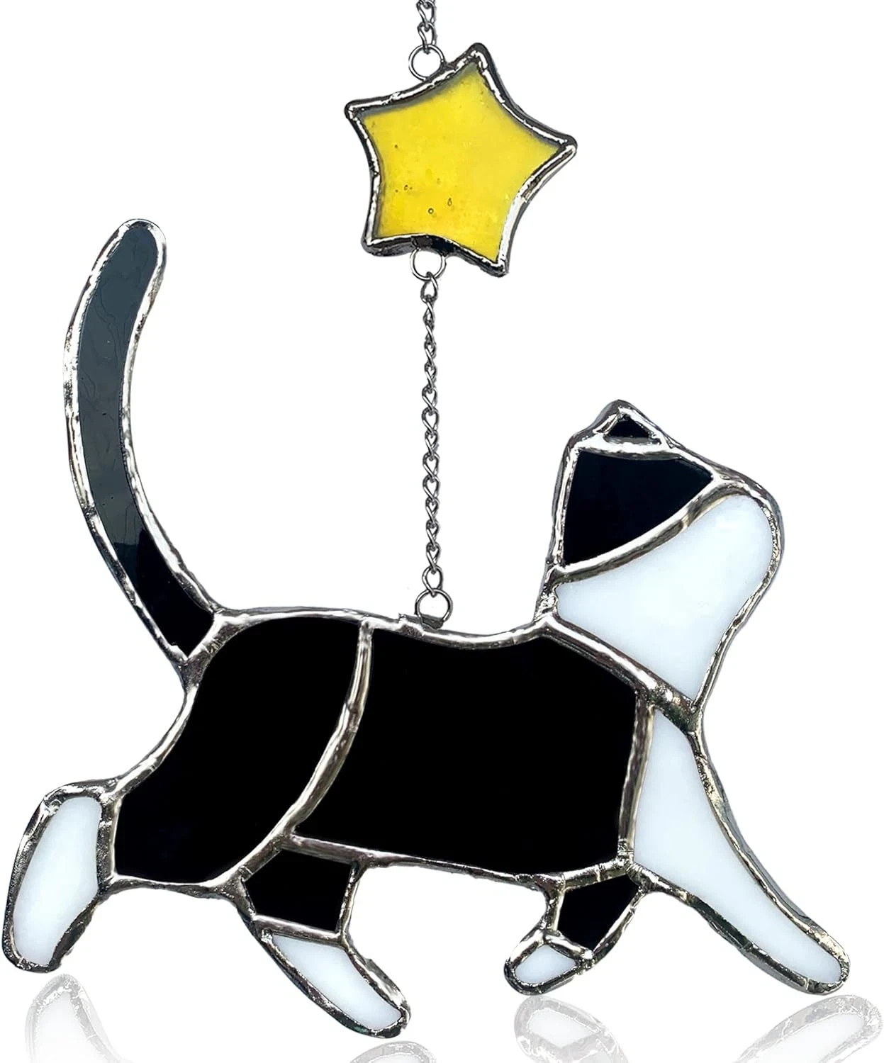 Black Cat Stained Glass Suncatcher Decor for Window Hanging - Memorial Gift - Gi