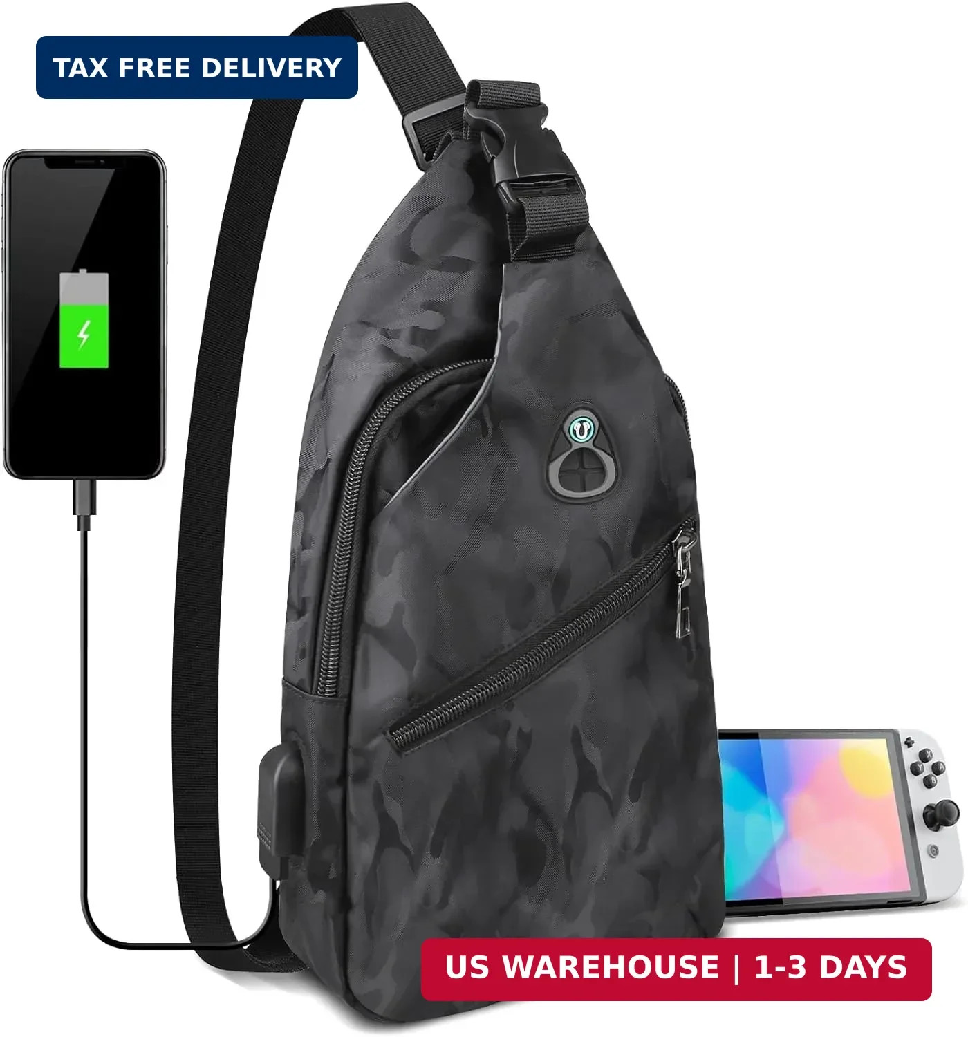 Sling Crossbody Backpack for Nintendo Switch/2/Lite/OLED, Portable Waterproof Sh