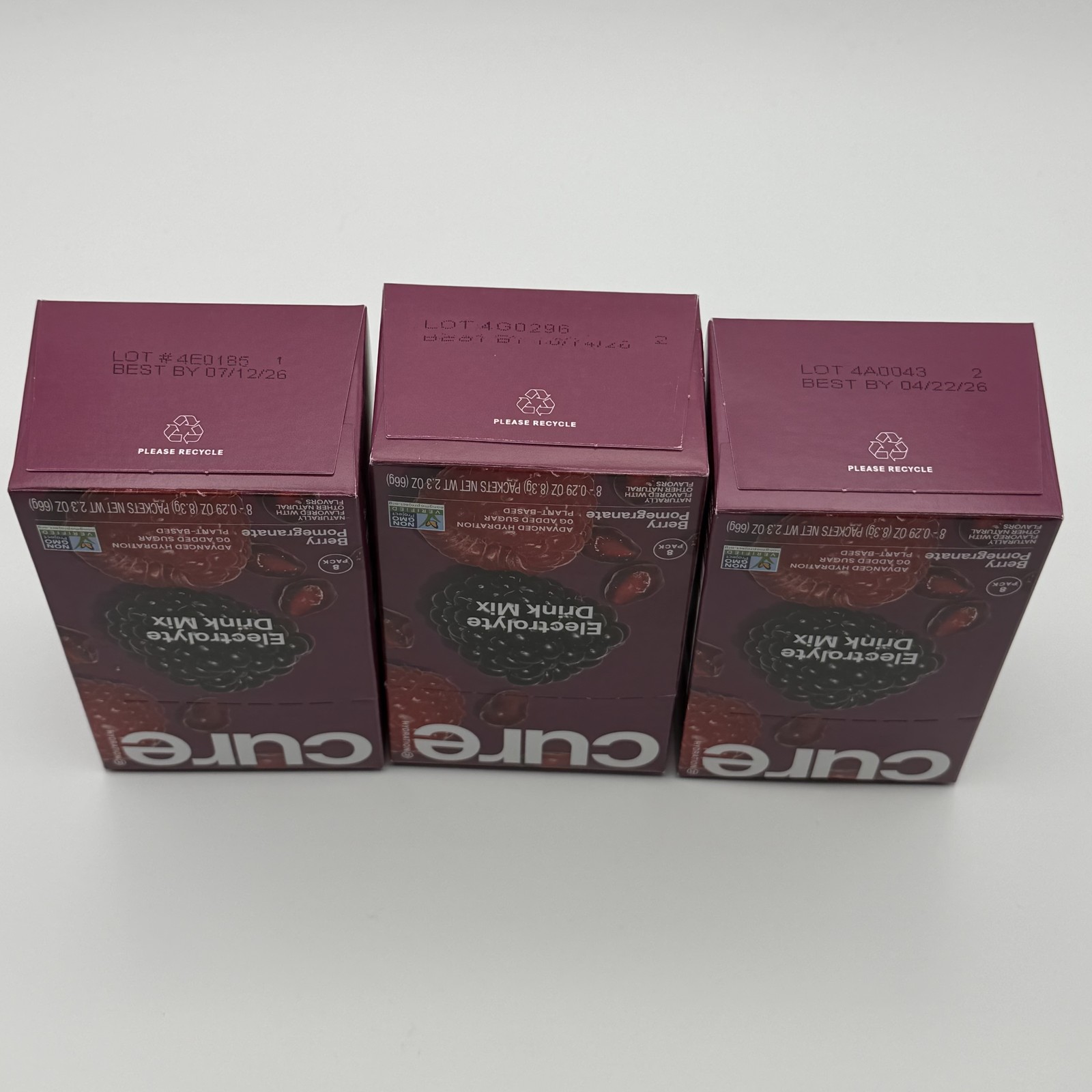 Cure Hydration Electrolyte Drink Mix Berry Pomegranate 8-Pack (3 Boxes Total)