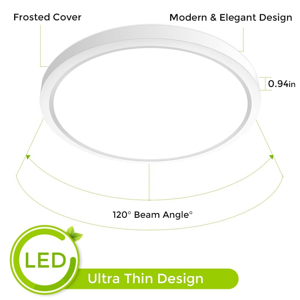 inShareplus 9inch LED Flush Mount Ceiling Light Fixture, 9inch, Warm White