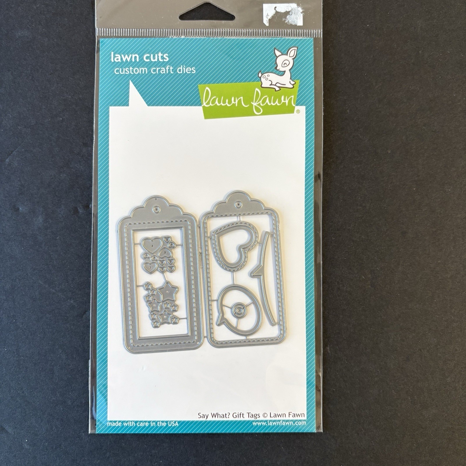 Lawn Fawn Say What Gift Tags Heart Star Speech Bubble Die Set Cutting Metal