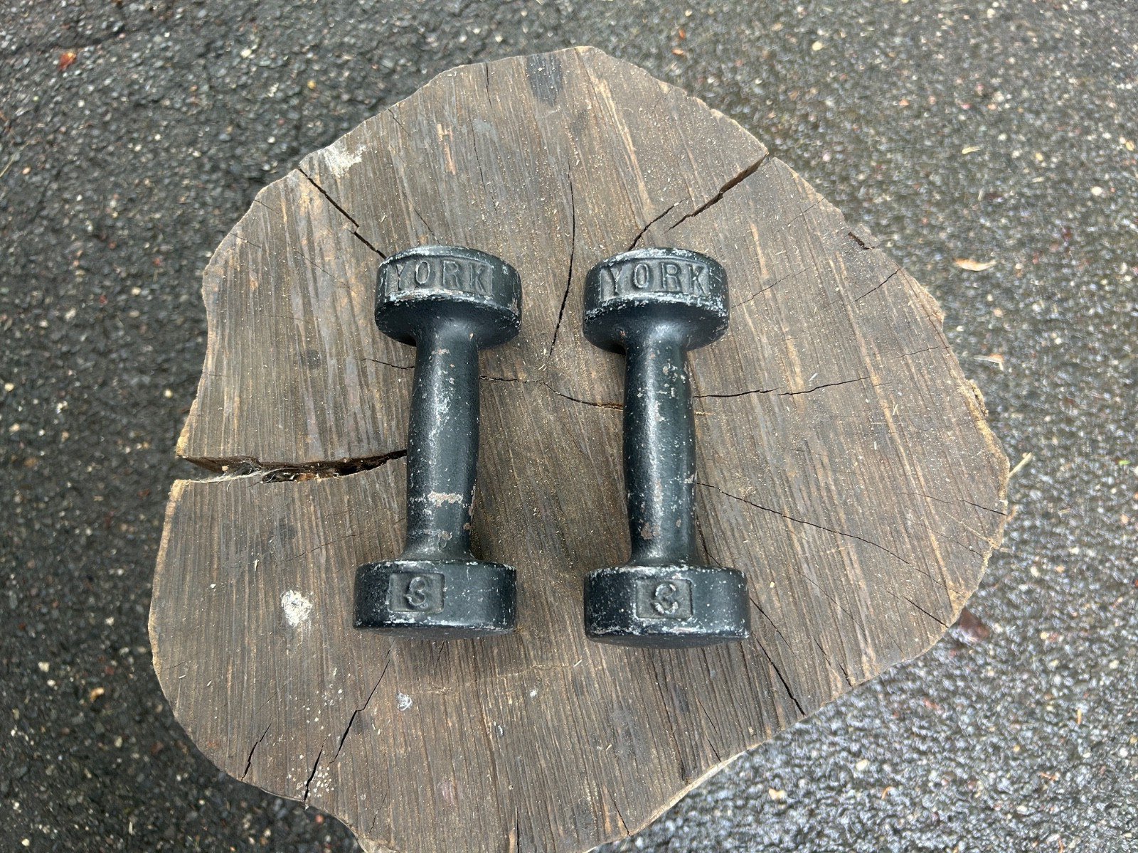 Vintage York 3 Pound Dumbbels
