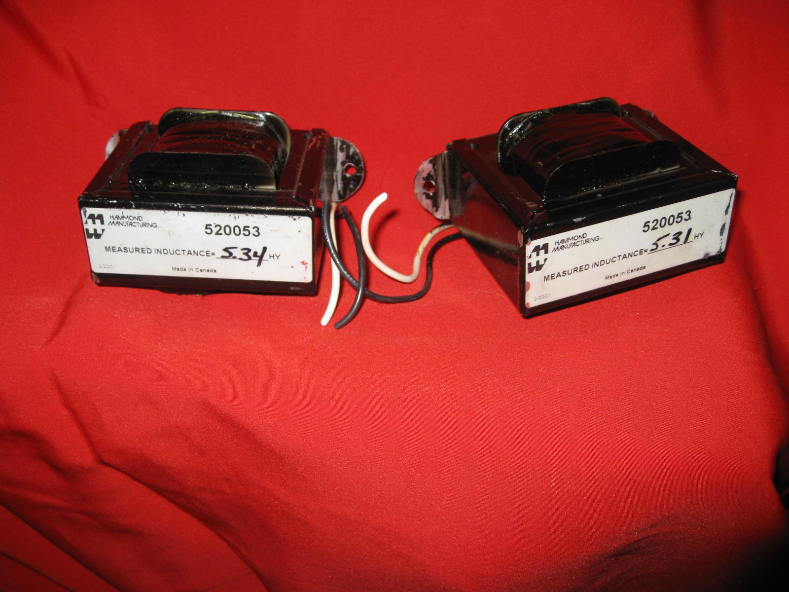 PAIR Choke  Filter Inductors  5 HY (5.34,5.31 Henry) Hammond Mfg. 5200253