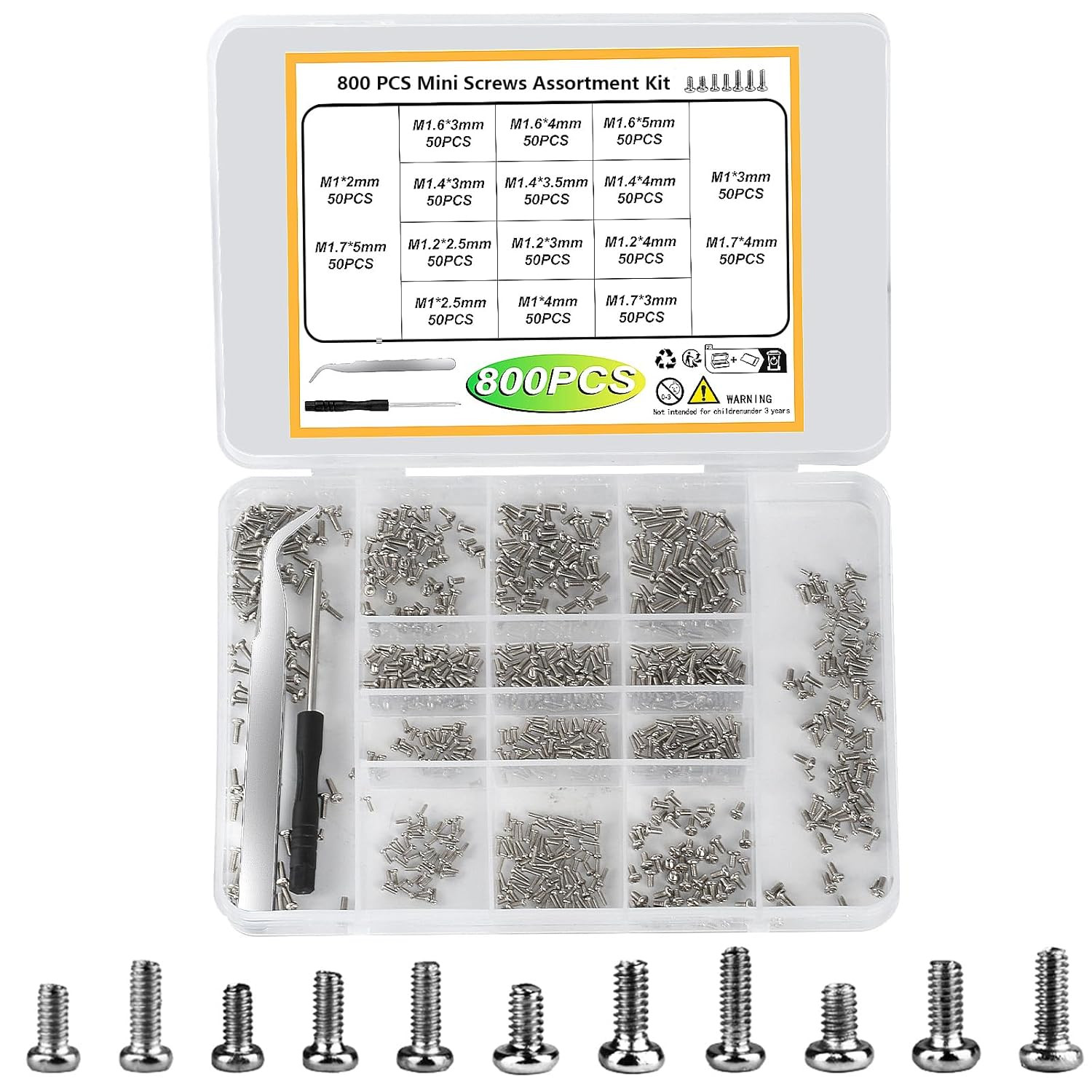 Tiny Screws for Electronics, 800 Pcs Mini Micro Small Phillips Pan Head Machine