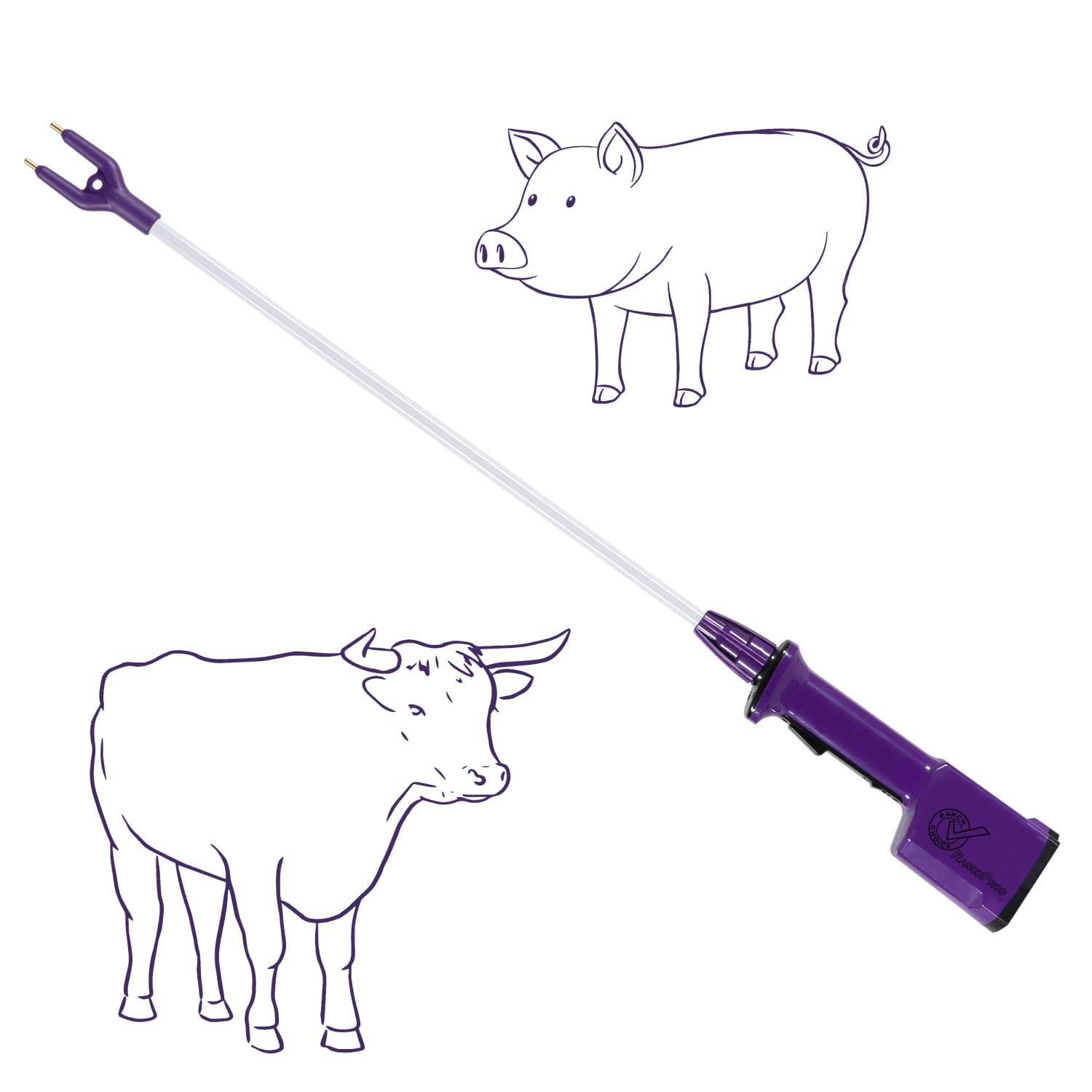 RANCH CHOICE Purple Rechargeable Livestock Prod Waterproof Cattle prod with 2...