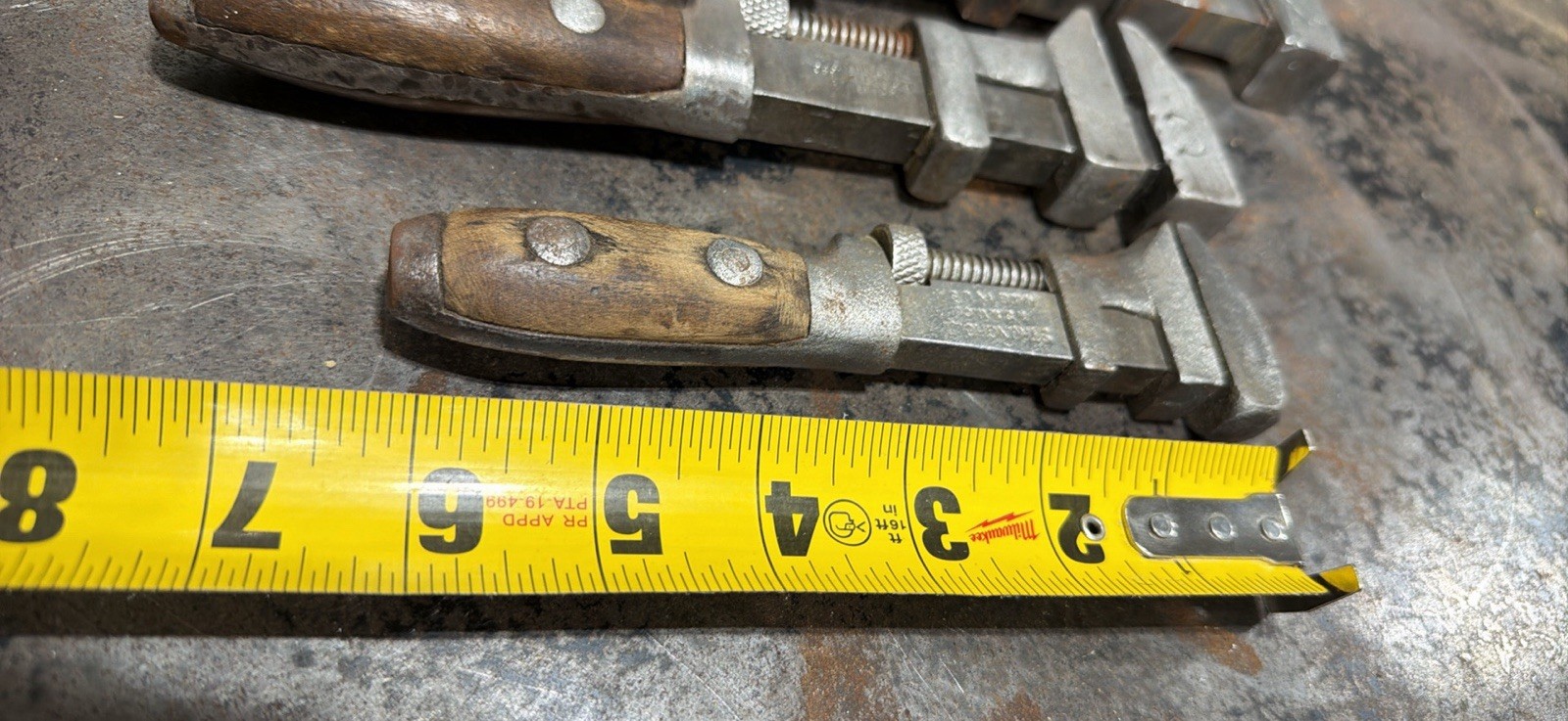 4 Pc Antique Wooden Handle Pipe / Monkey Wrench (dated 1896!) Collection
