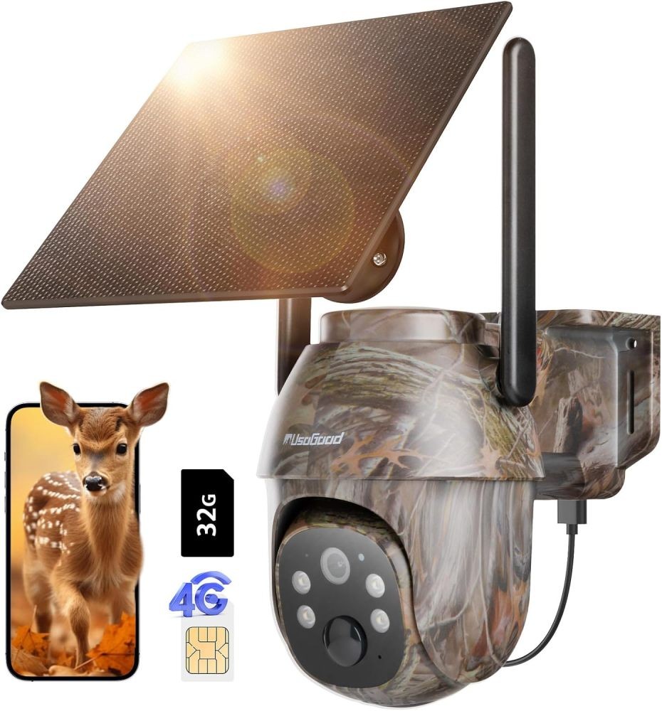 usogood Cellular Trail Cameras Live View Solar Powered, 360° Deer Game Camera